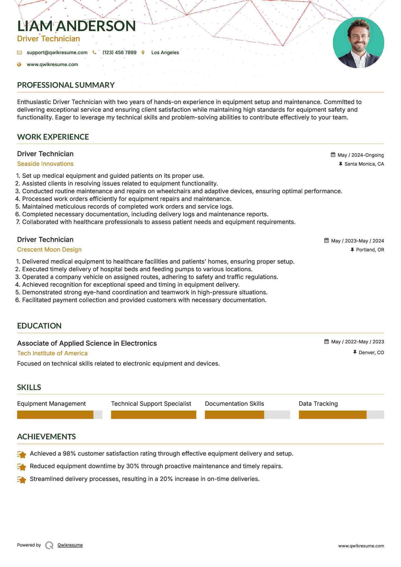 Driver Technician Resume Format
