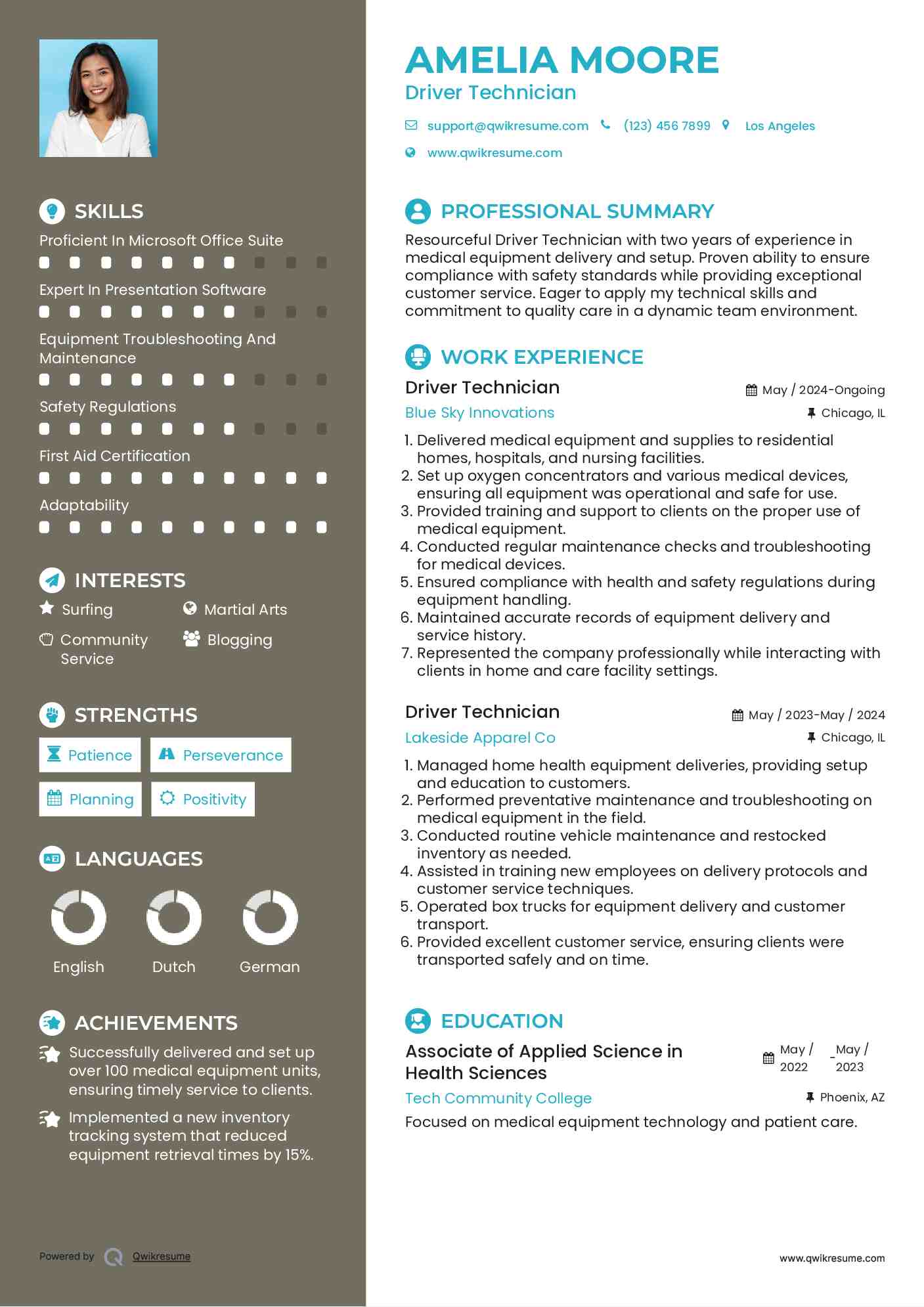 Driver Technician Resume Example