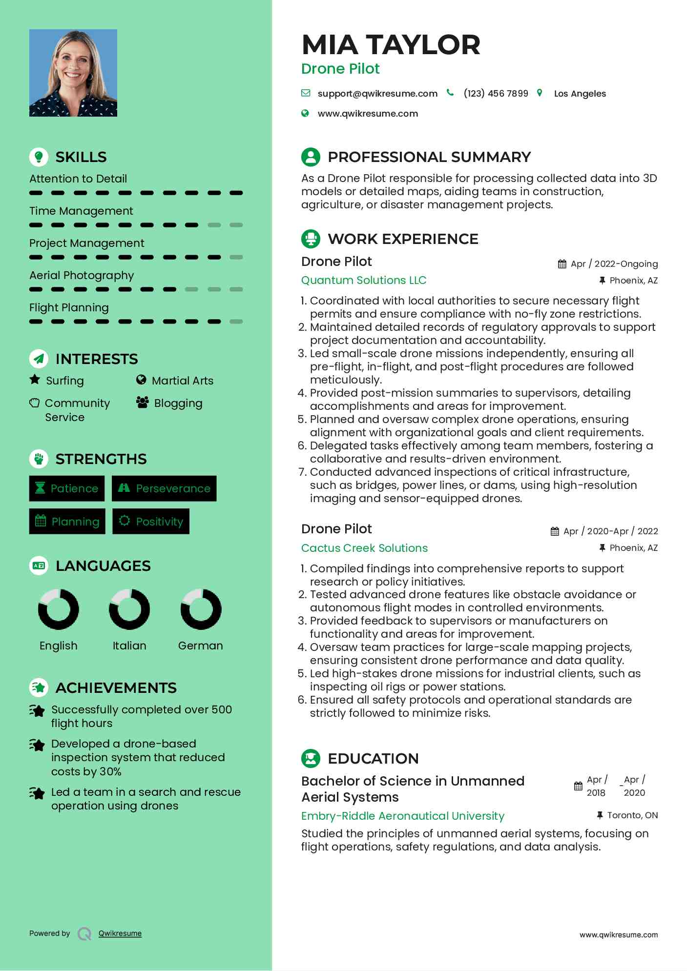 Drone Pilot Resume Format