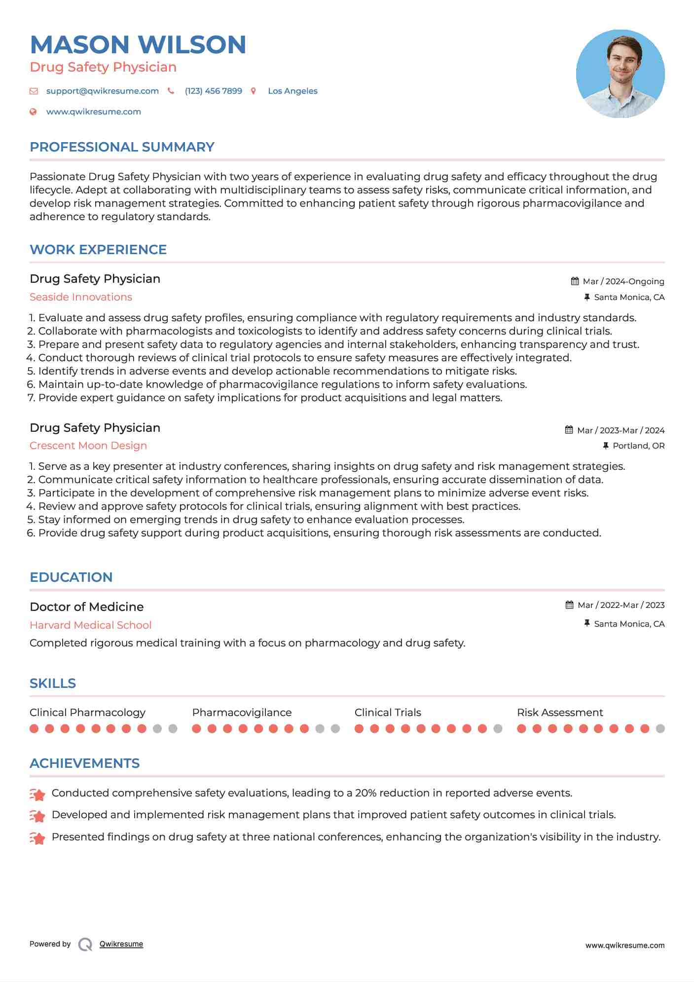 Drug Safety Physician Resume Sample