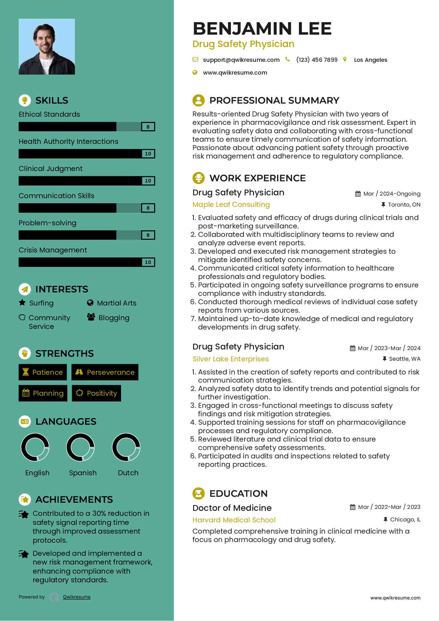 Drug Safety Physician Resume Model