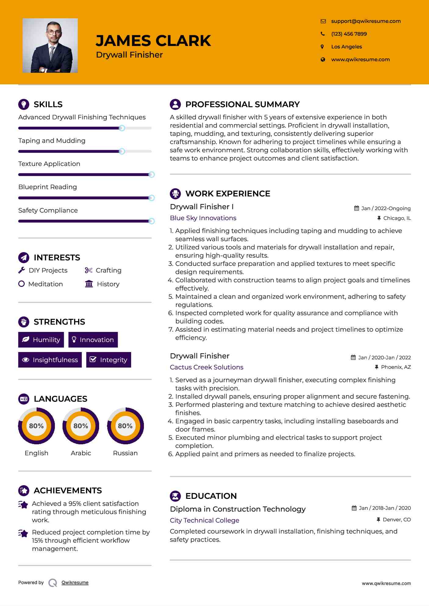 Drywall Finisher I Resume Model
