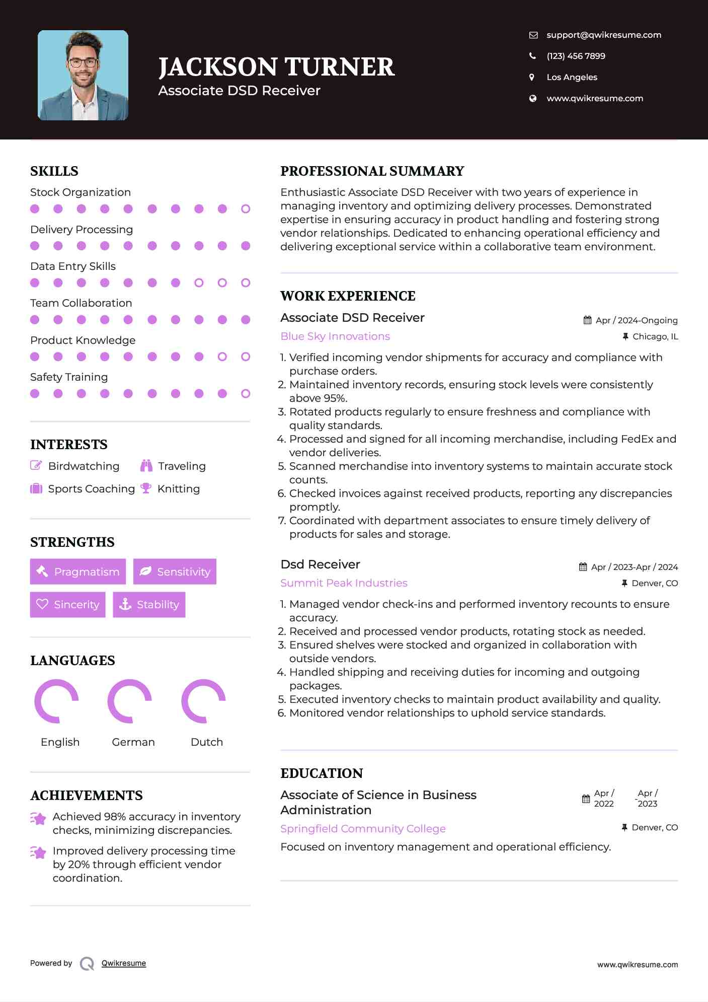 DSD Receiver Resume Samples QwikResume