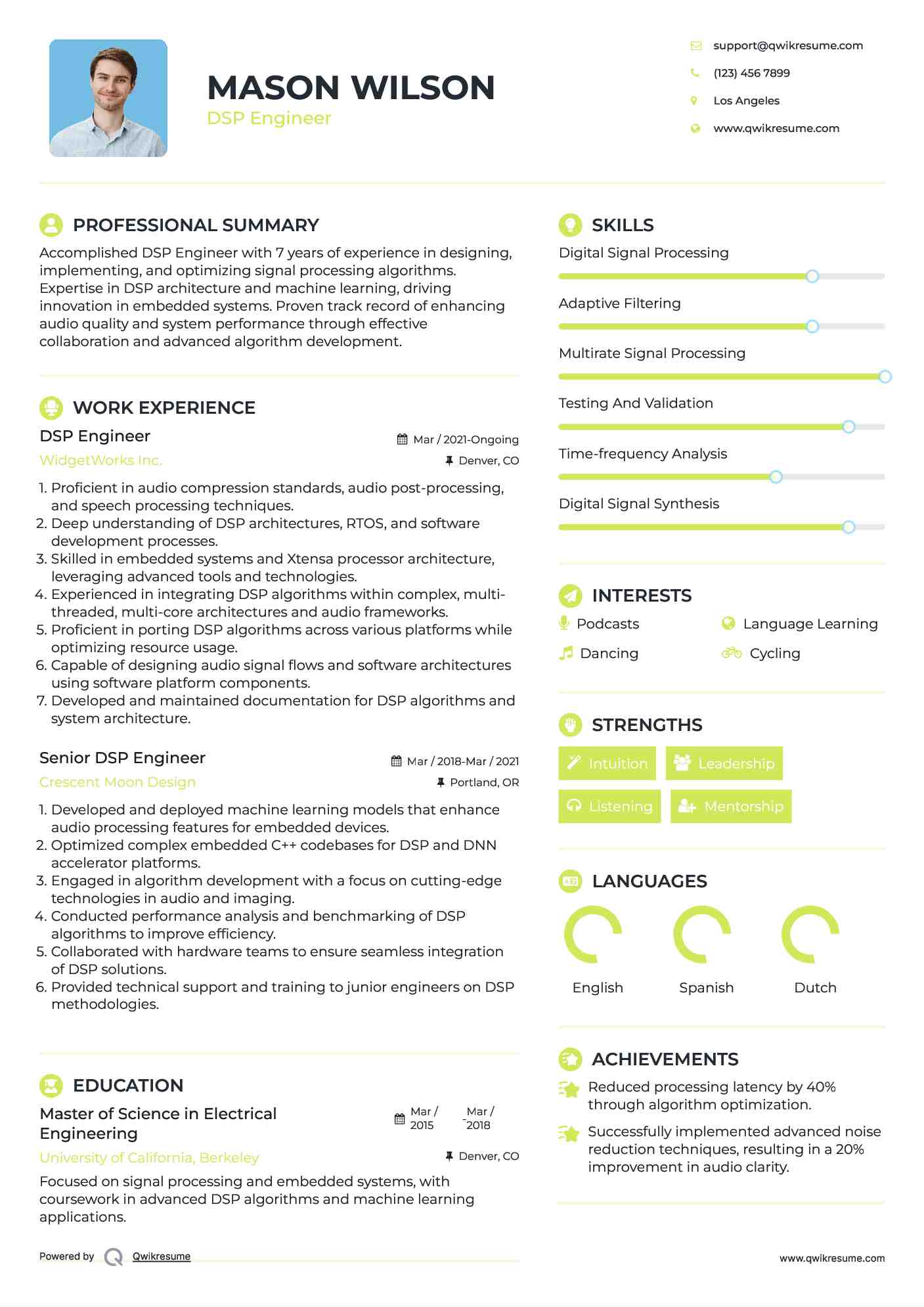 DSP Engineer Resume Model