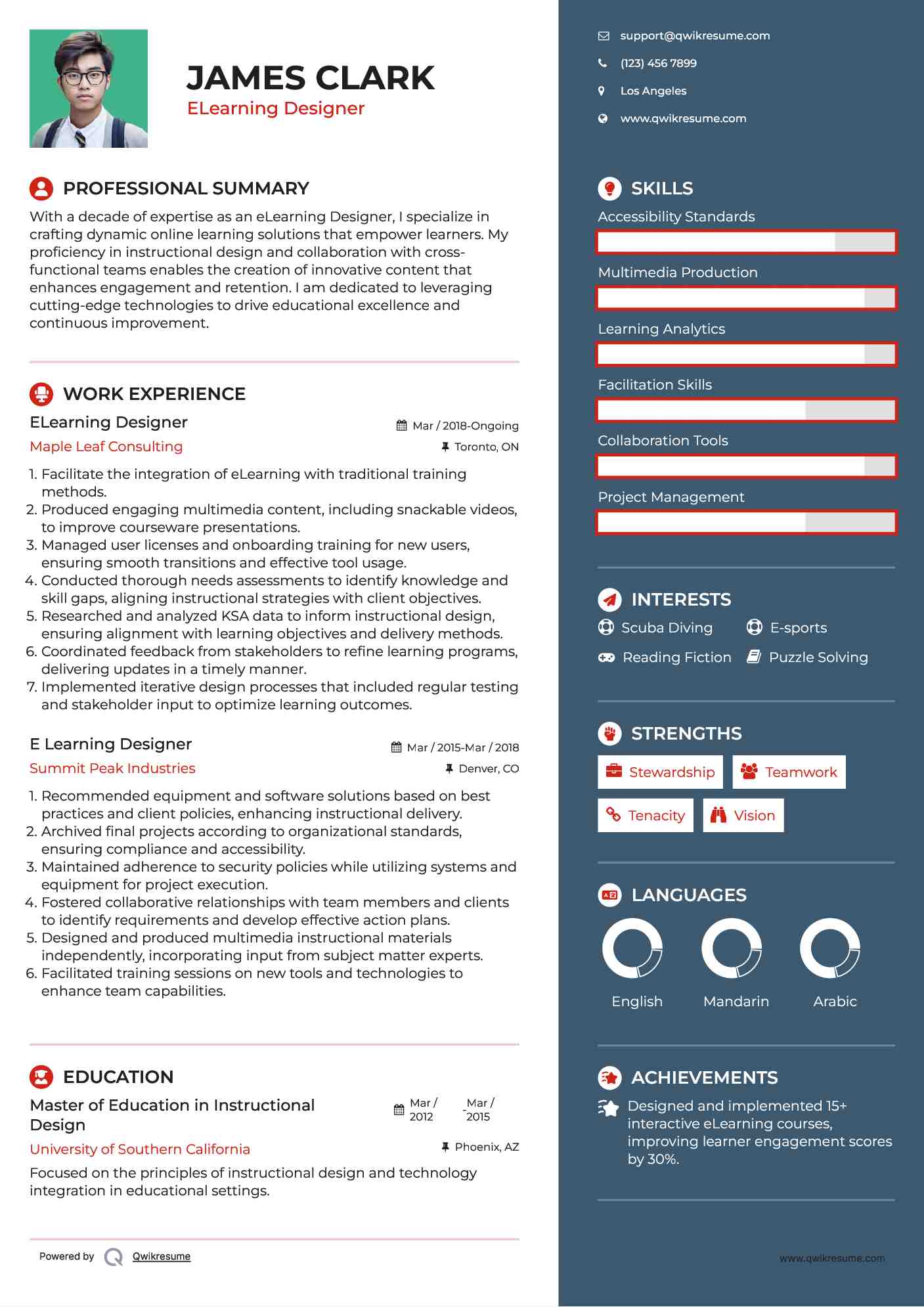 ELearning Designer Resume Template