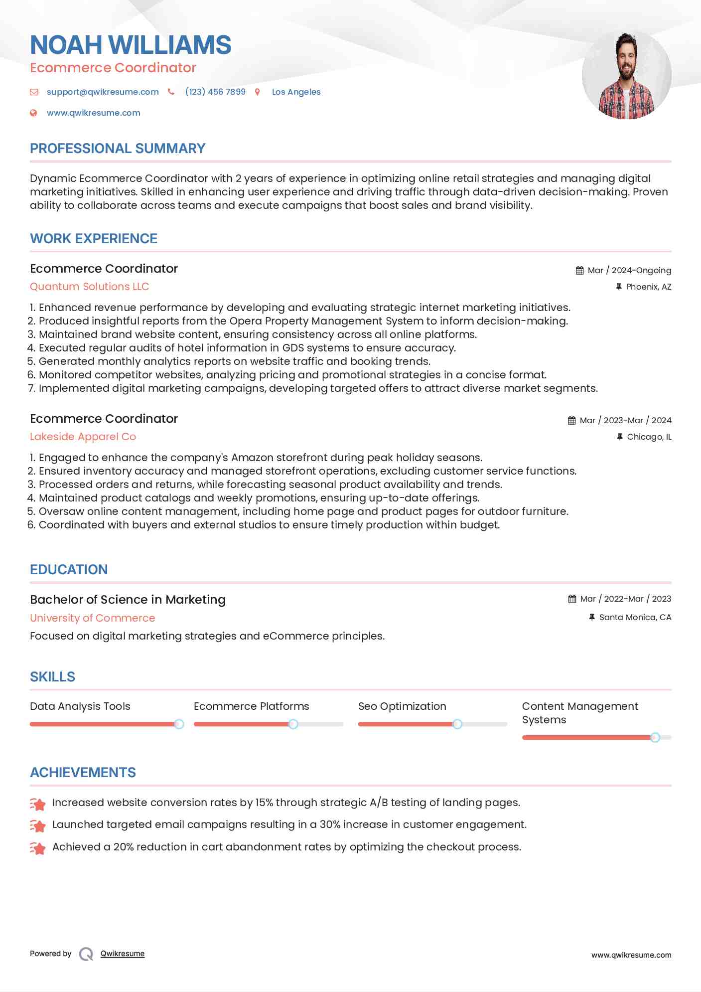 Coordinator Resume Samples QwikResume