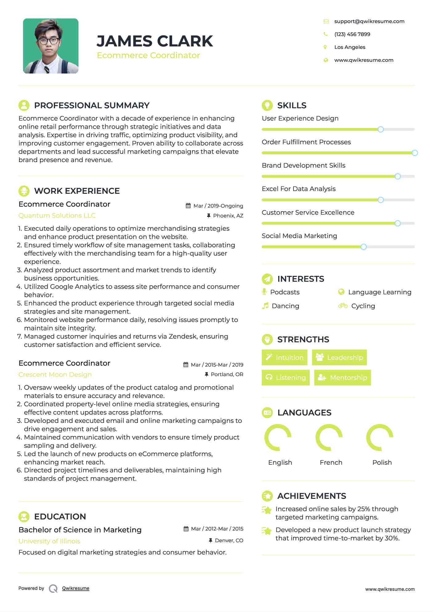 Ecommerce Coordinator Resume Template