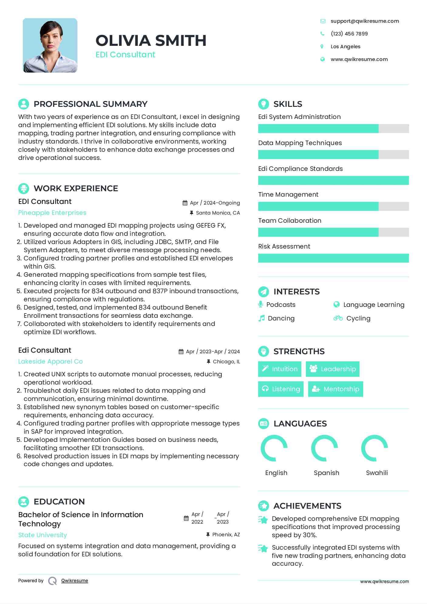 EDI Consultant
 Resume Template