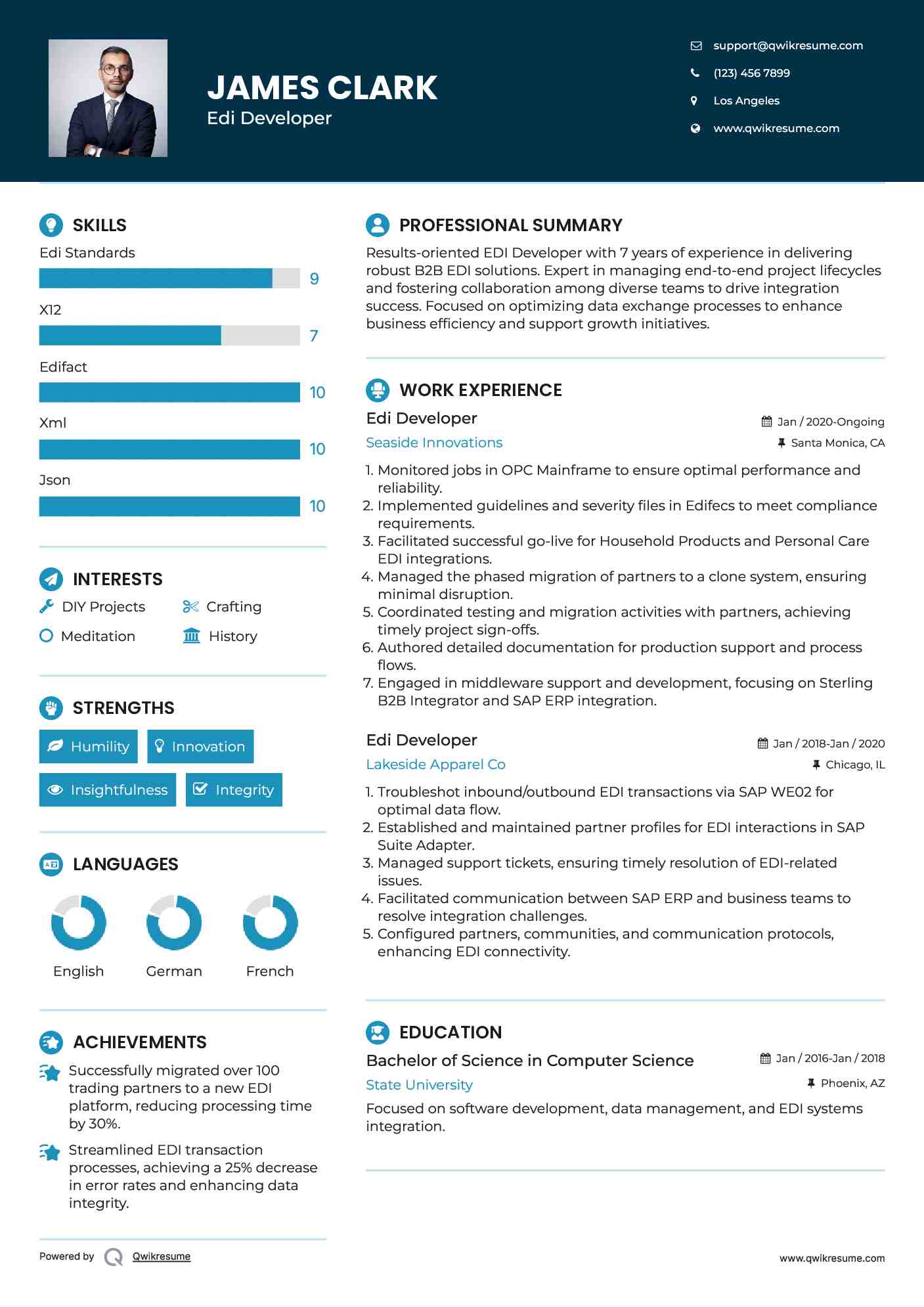 Edi Developer Resume Example