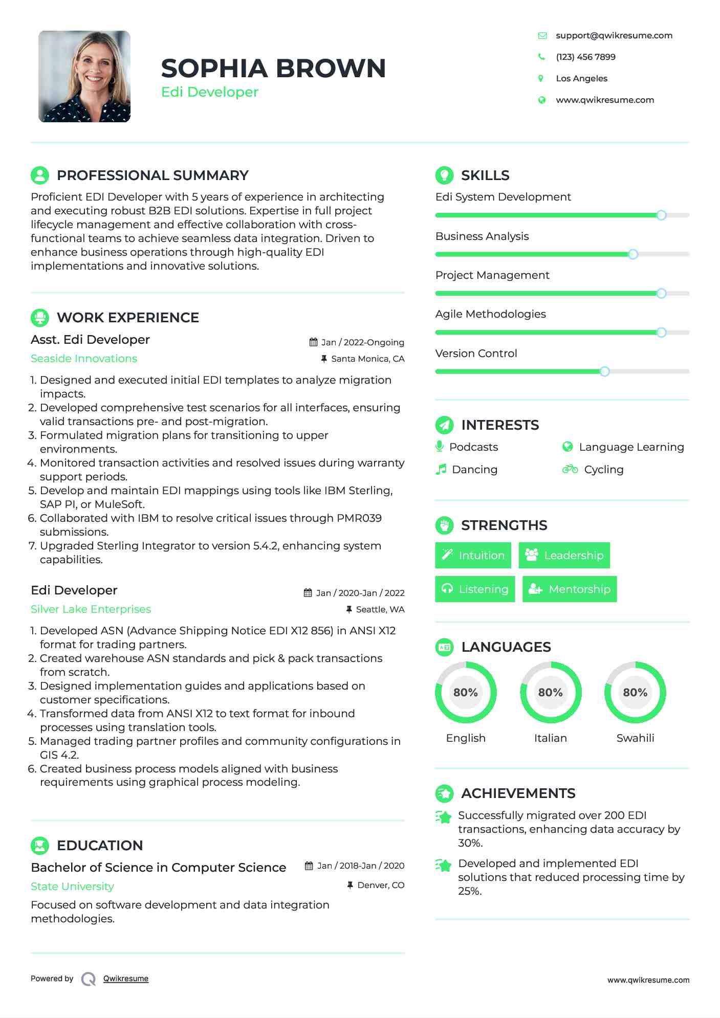 Asst. Edi Developer Resume Model
