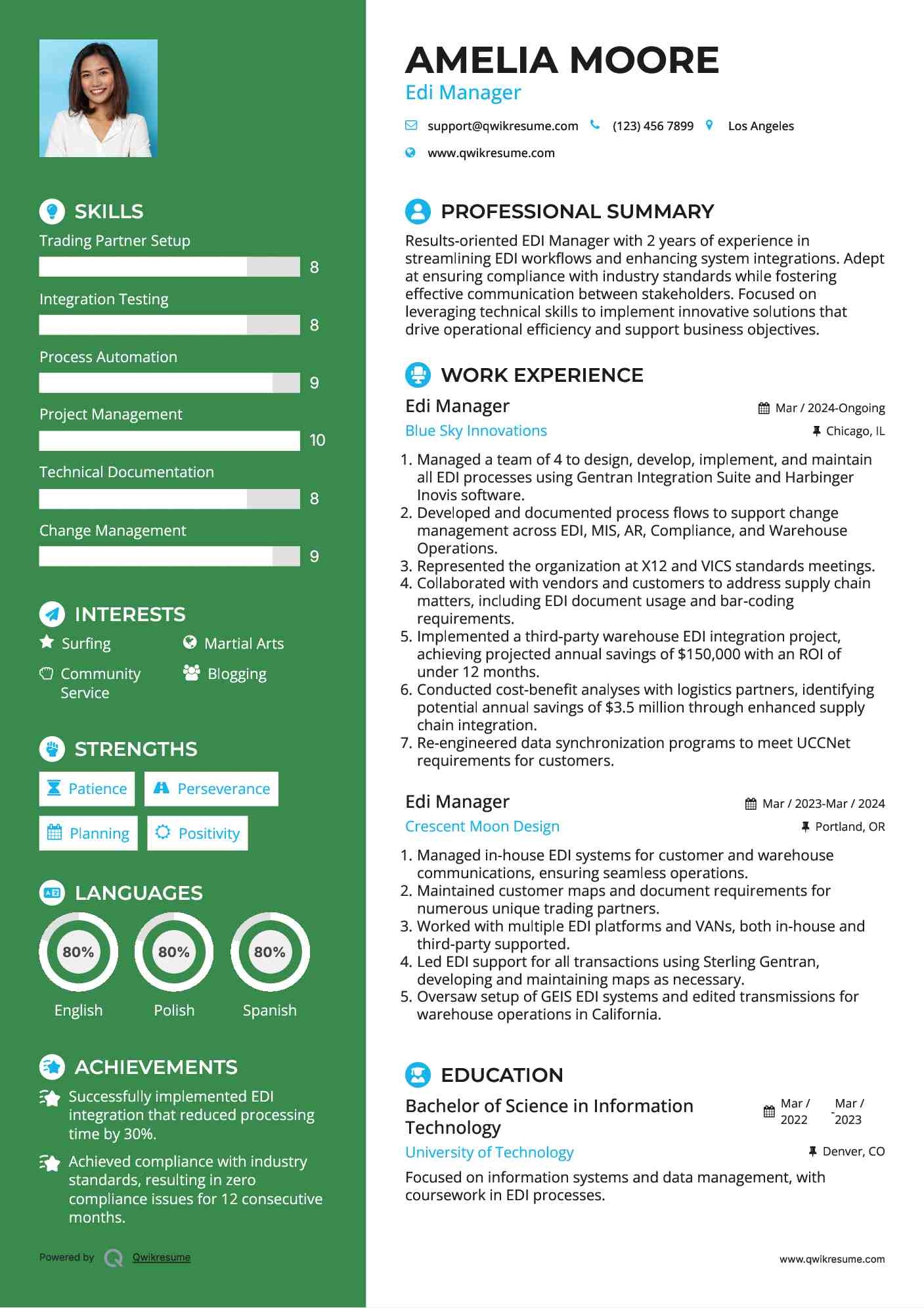 Edi Manager Resume Sample