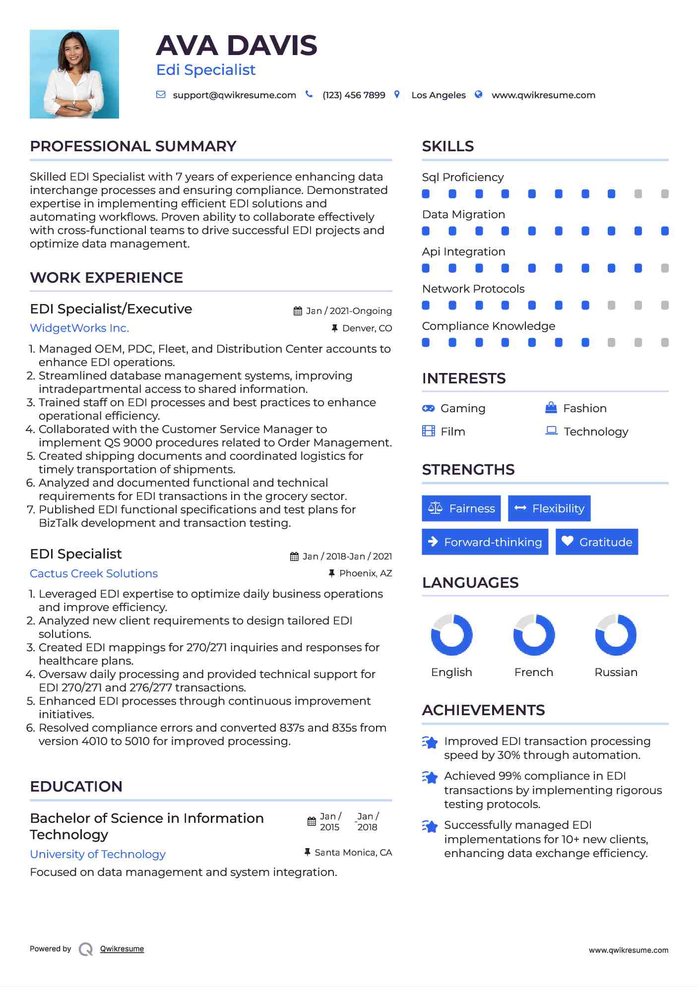 EDI Specialist/Executive Resume Model