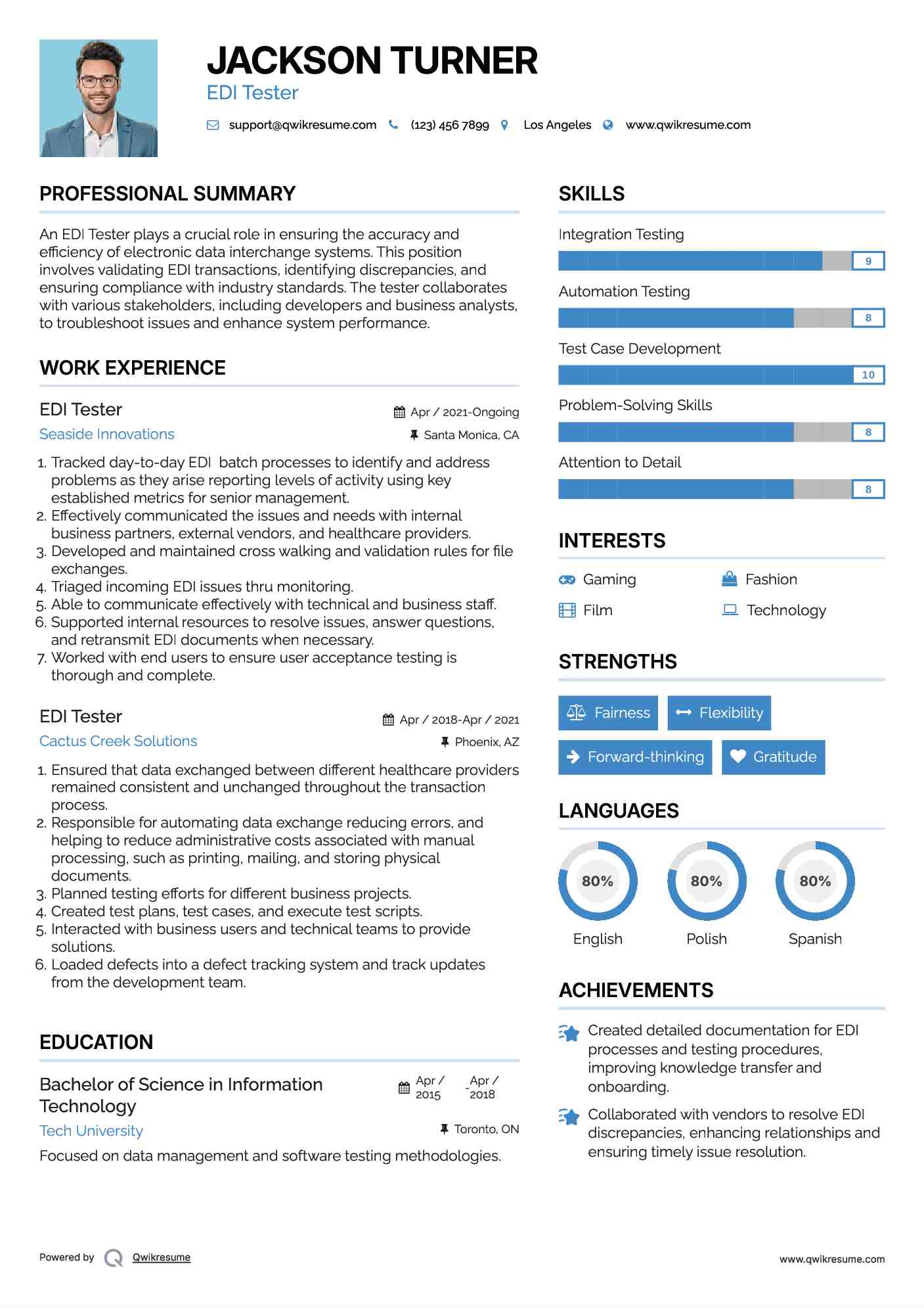 EDI Tester Resume Sample