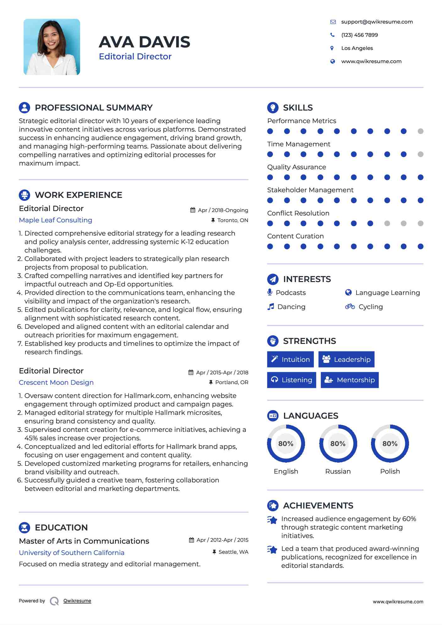 Editorial Director Resume Template