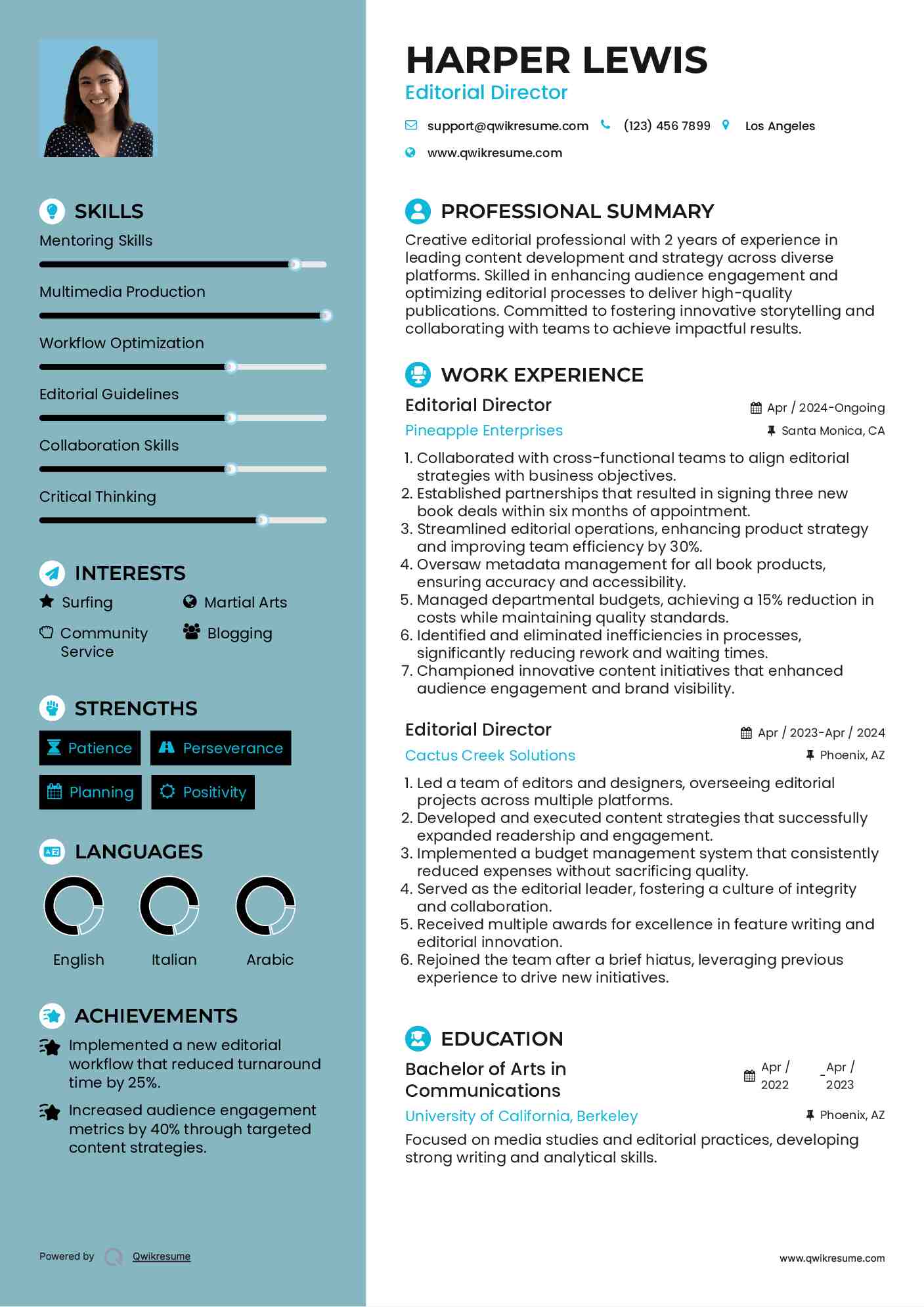 Editorial Director Resume Example