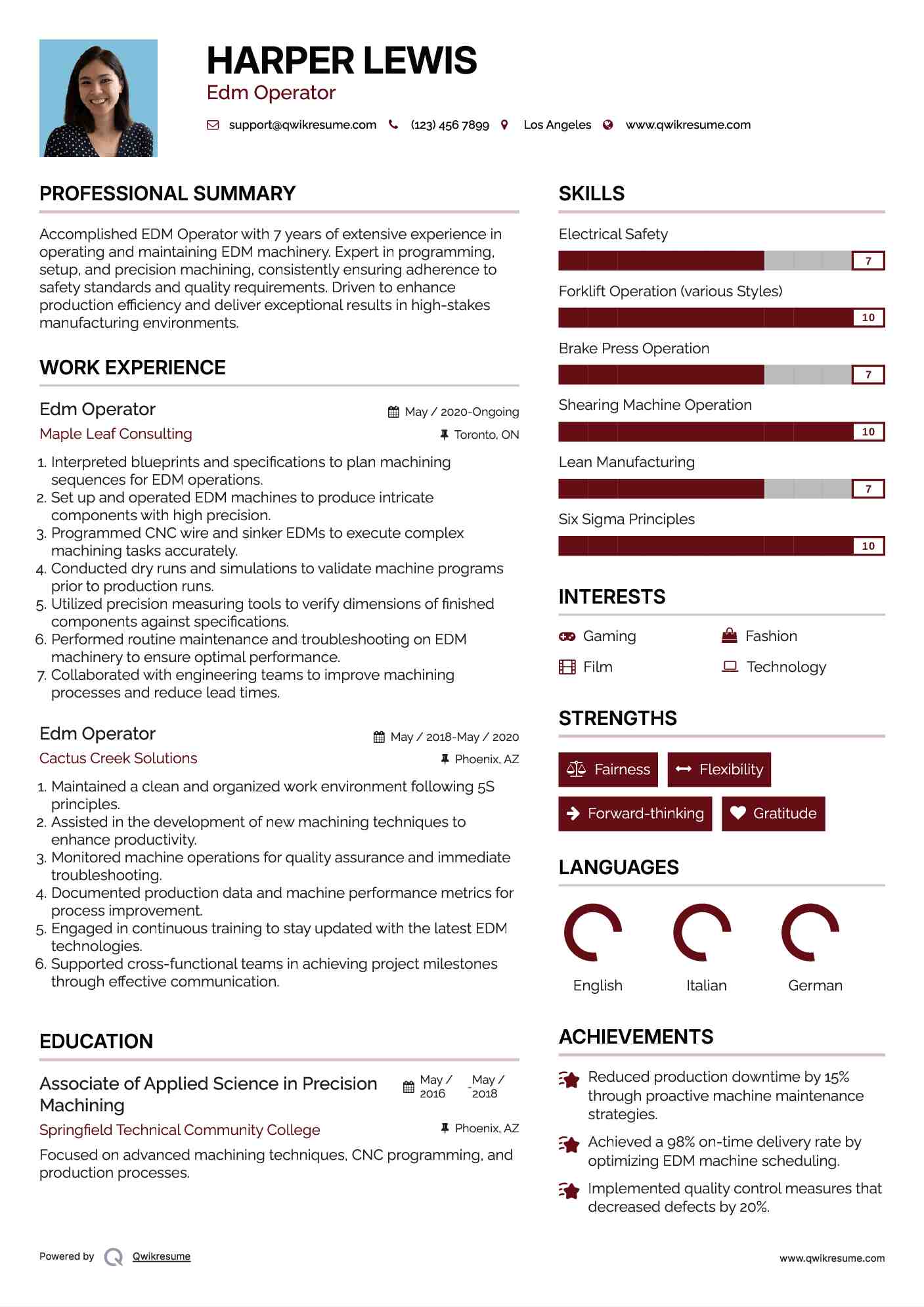 Edm Operator Resume Template