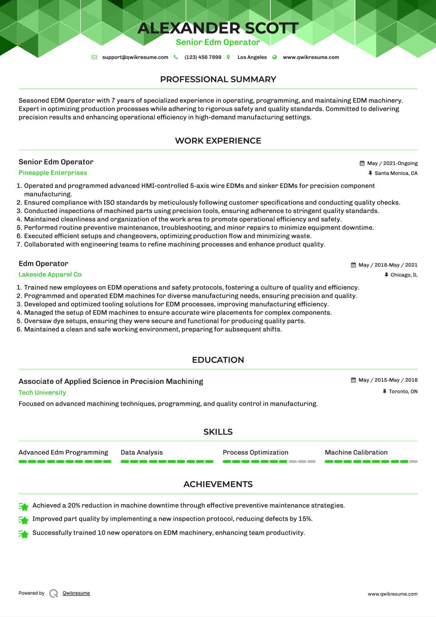 Senior Edm Operator Resume Example