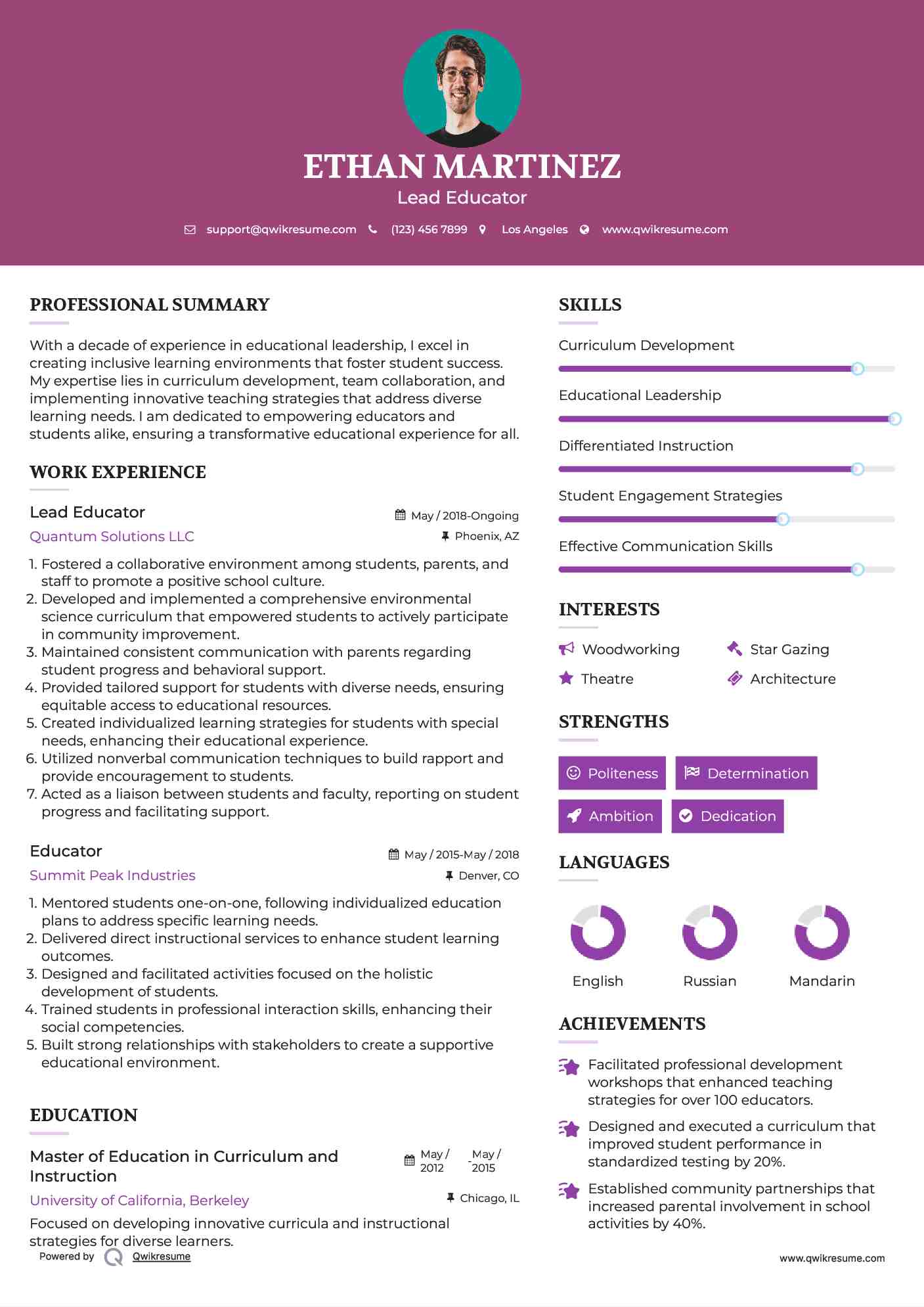 10 Education Teacher Resume Samples - Educator 1555583622 Pdf 