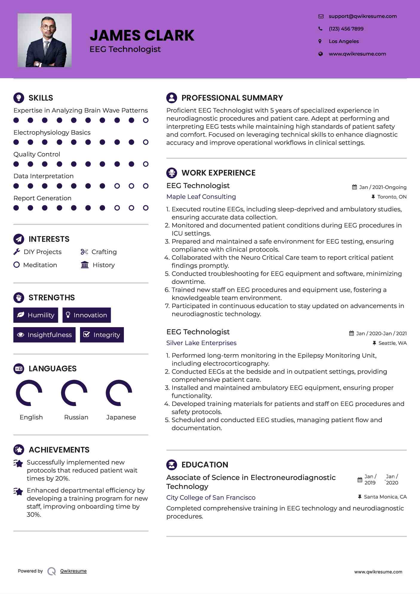 EEG Technologist Resume Format