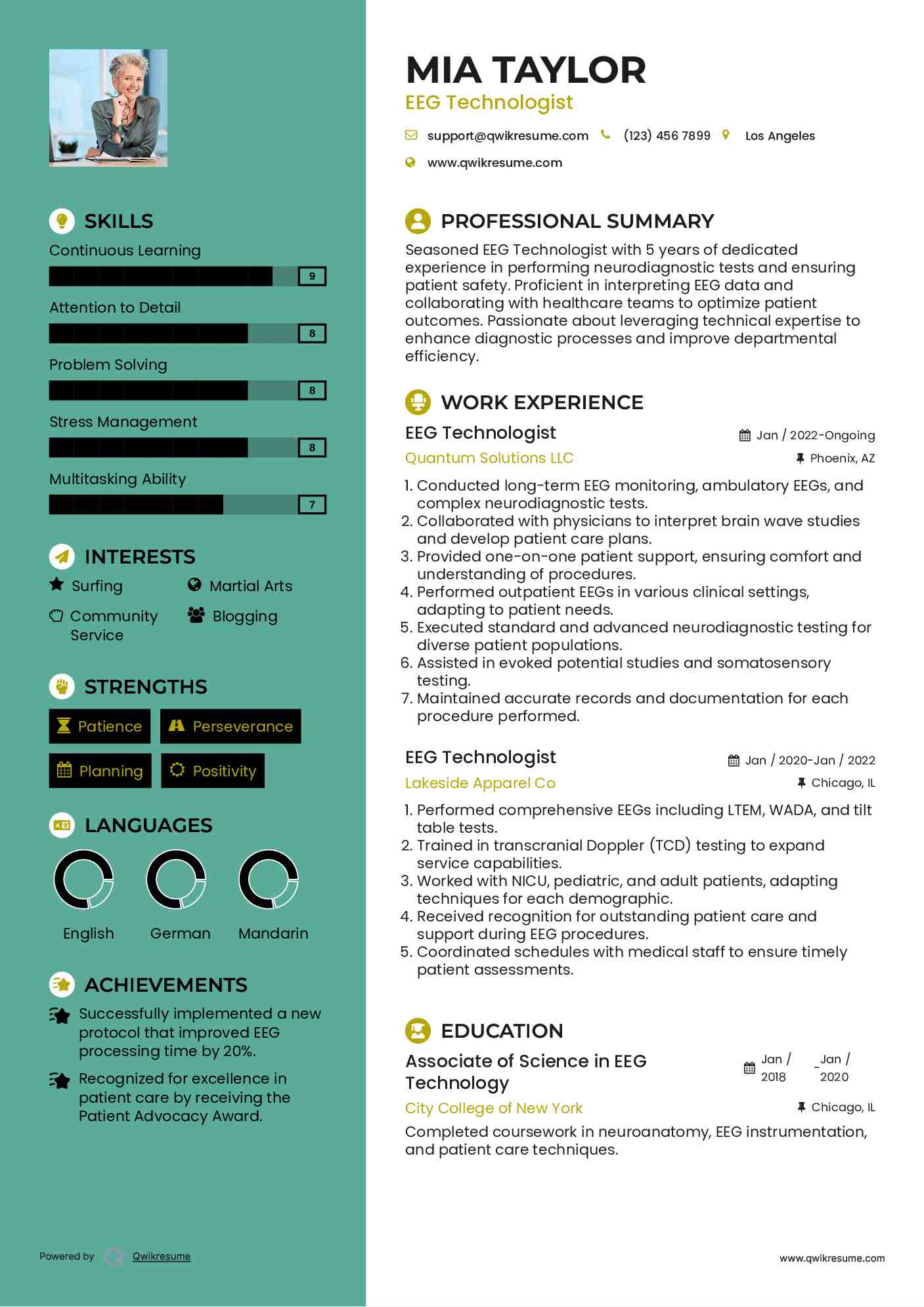 EEG Technologist Resume Template