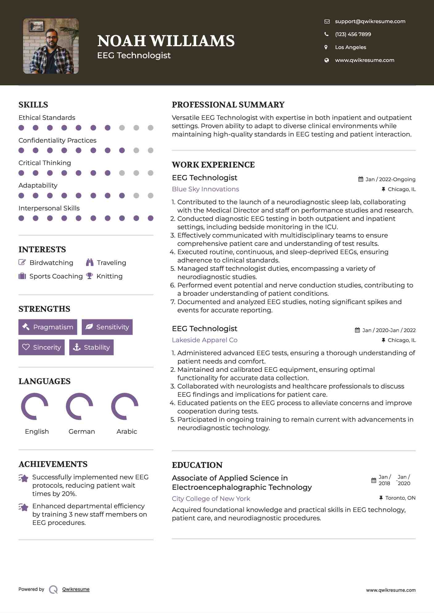 EEG Technologist Resume Template