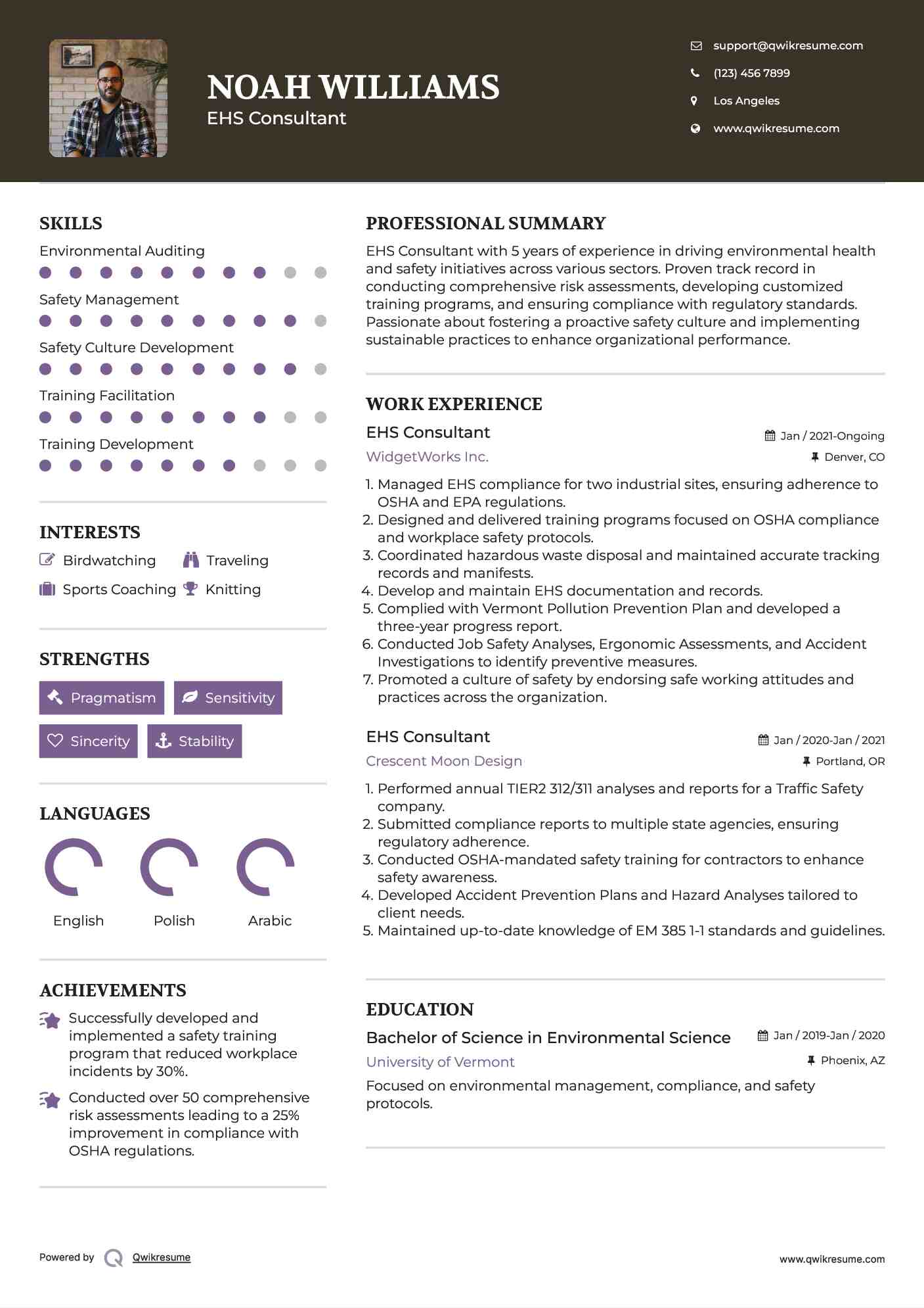 EHS Consultant Resume Template