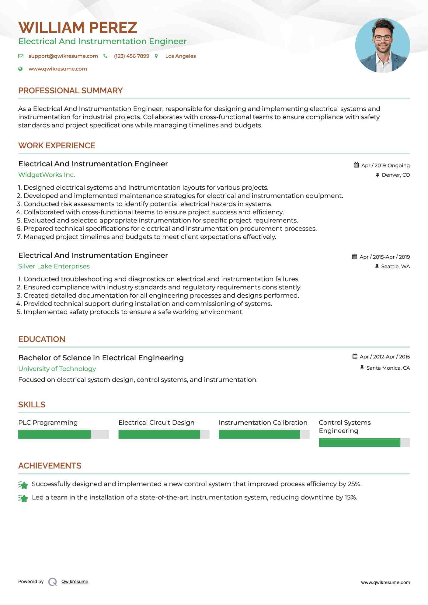 Electrical And Instrumentation Engineer Resume Format