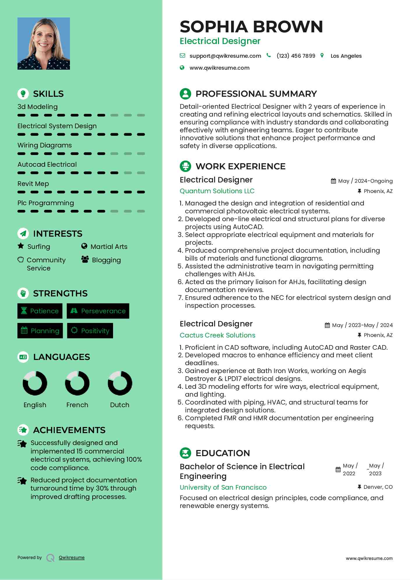 Electrical Designer Resume Sample