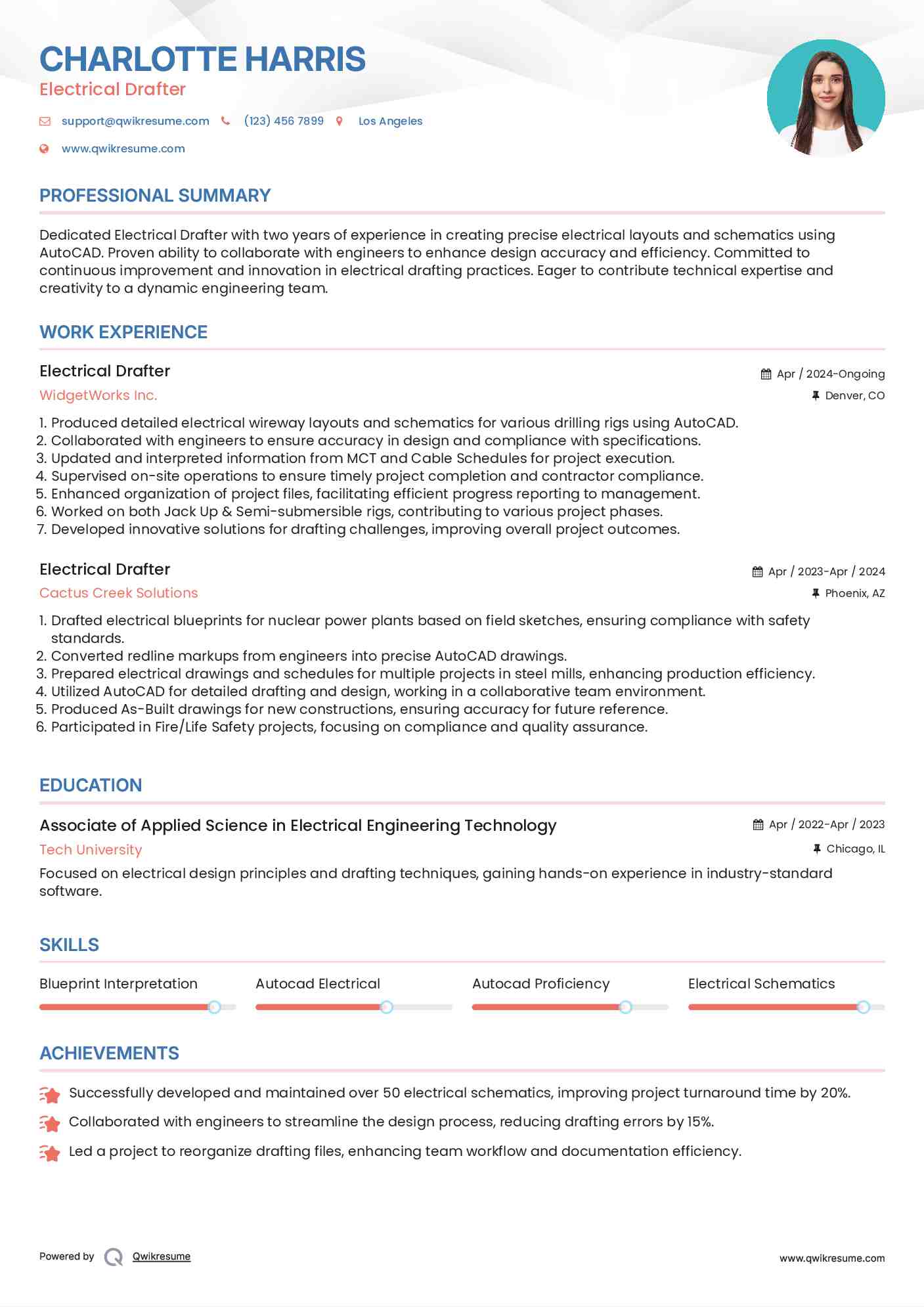 Electrical Drafter Resume Model