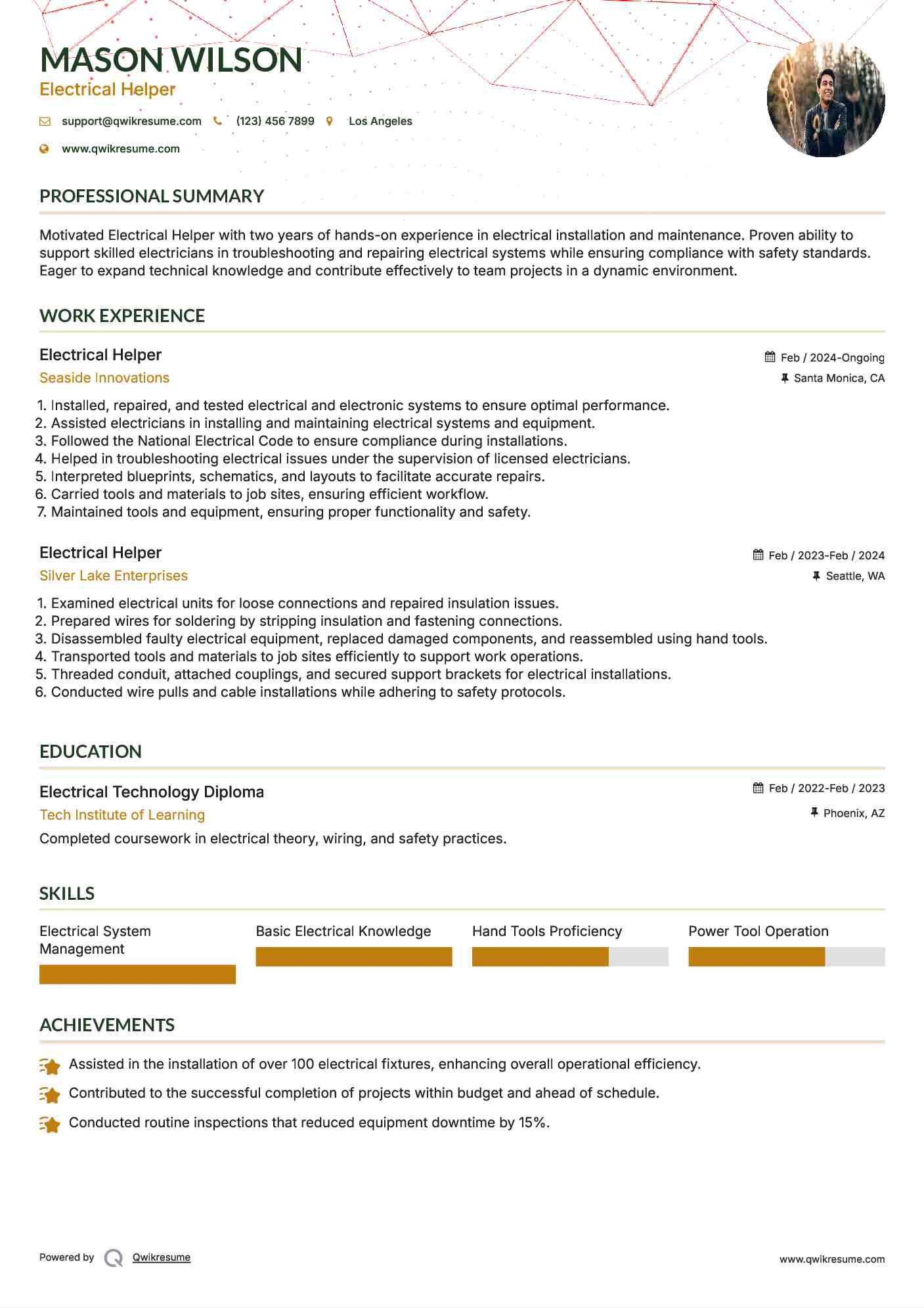 Electrical Helper Resume Format