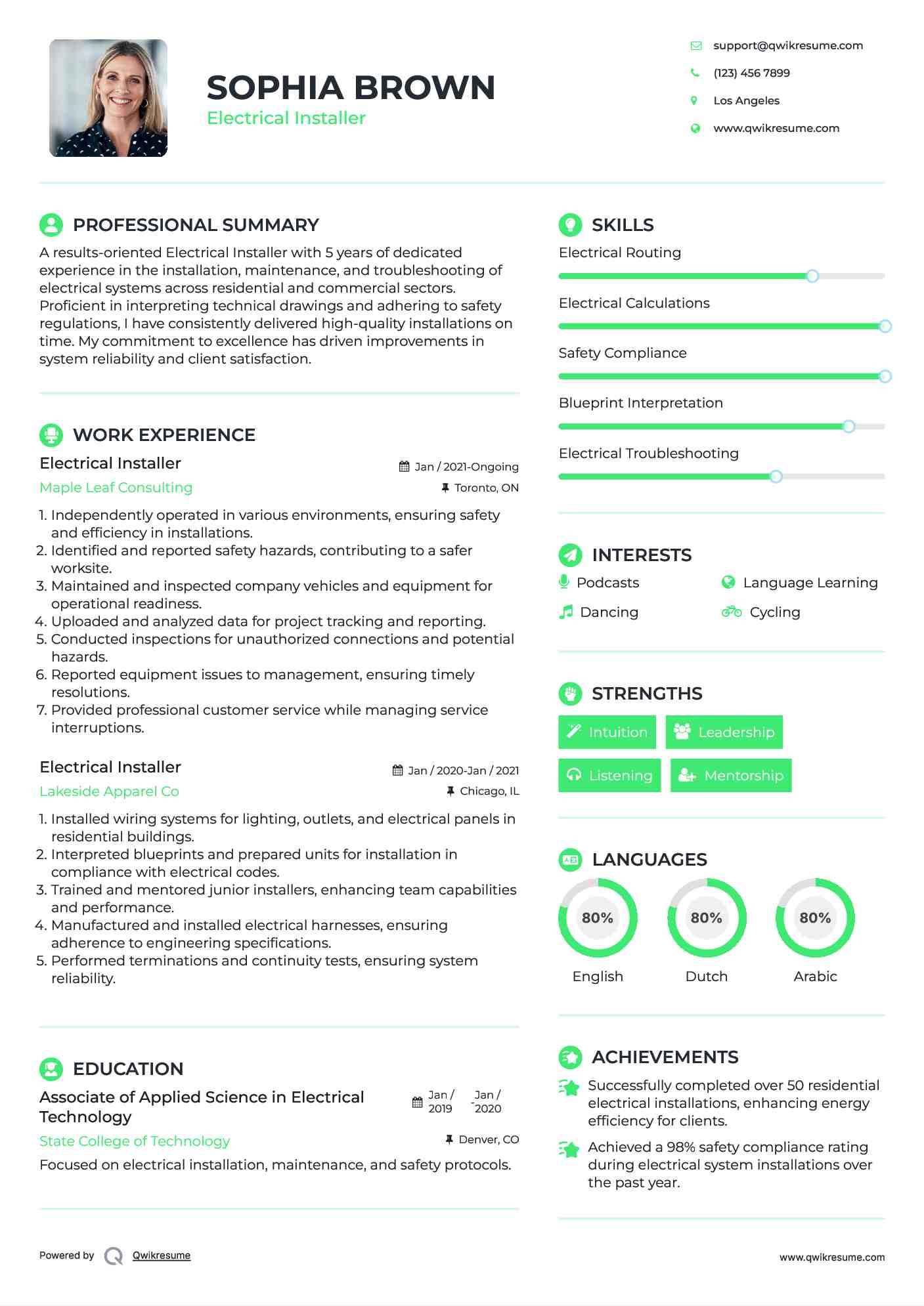 Electrical Installer Resume Format