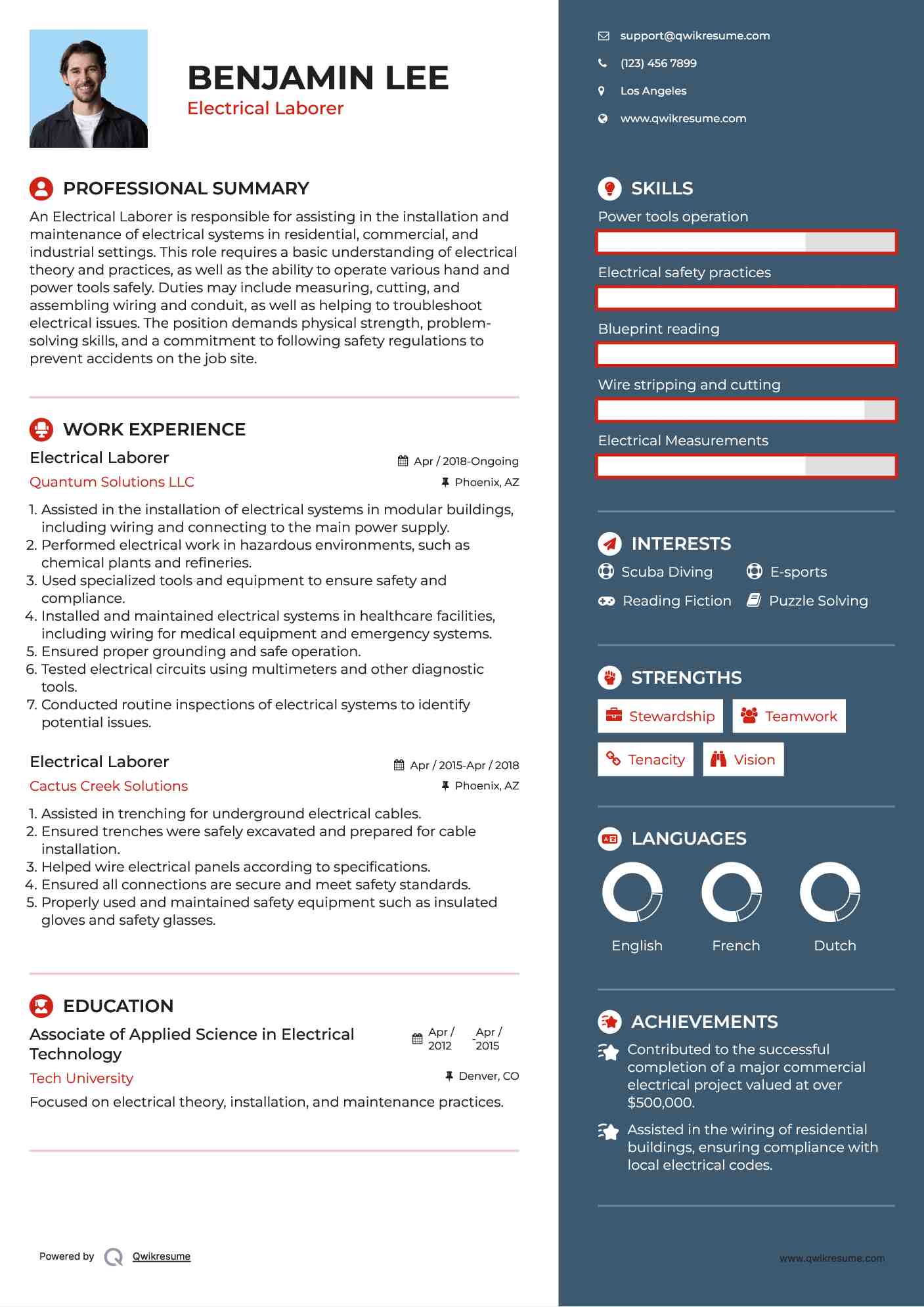 Electrical Laborer Resume Model