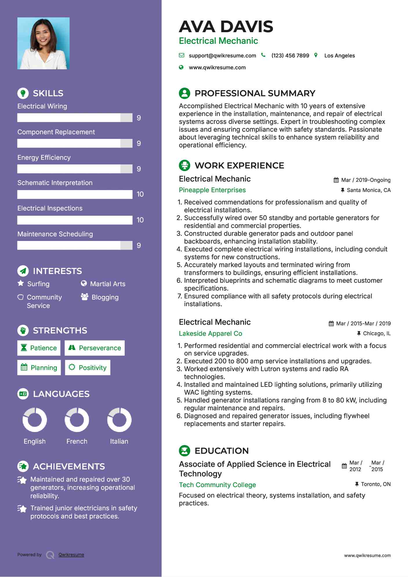 Electrical Mechanic Resume Format
