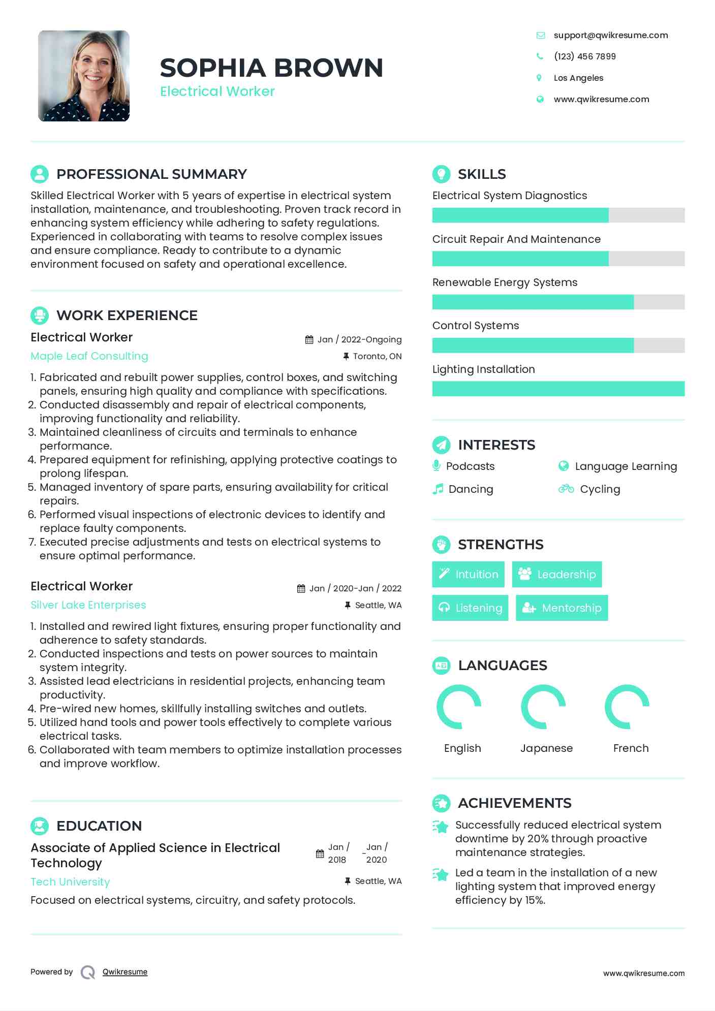 Electrical Worker Resume Template