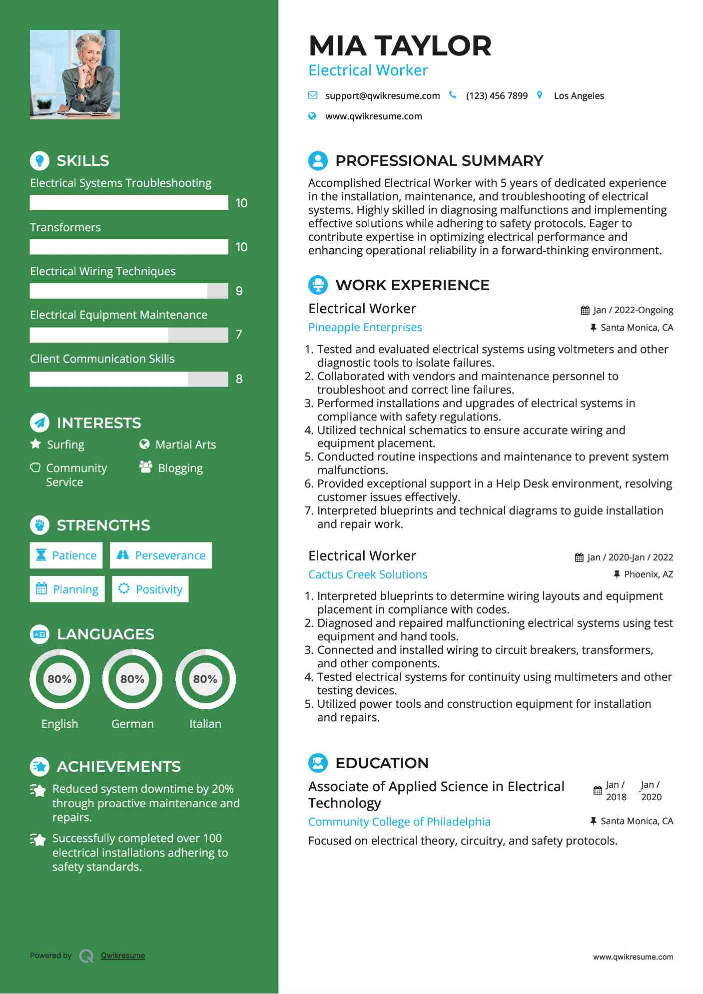 Electrical Worker Resume Template