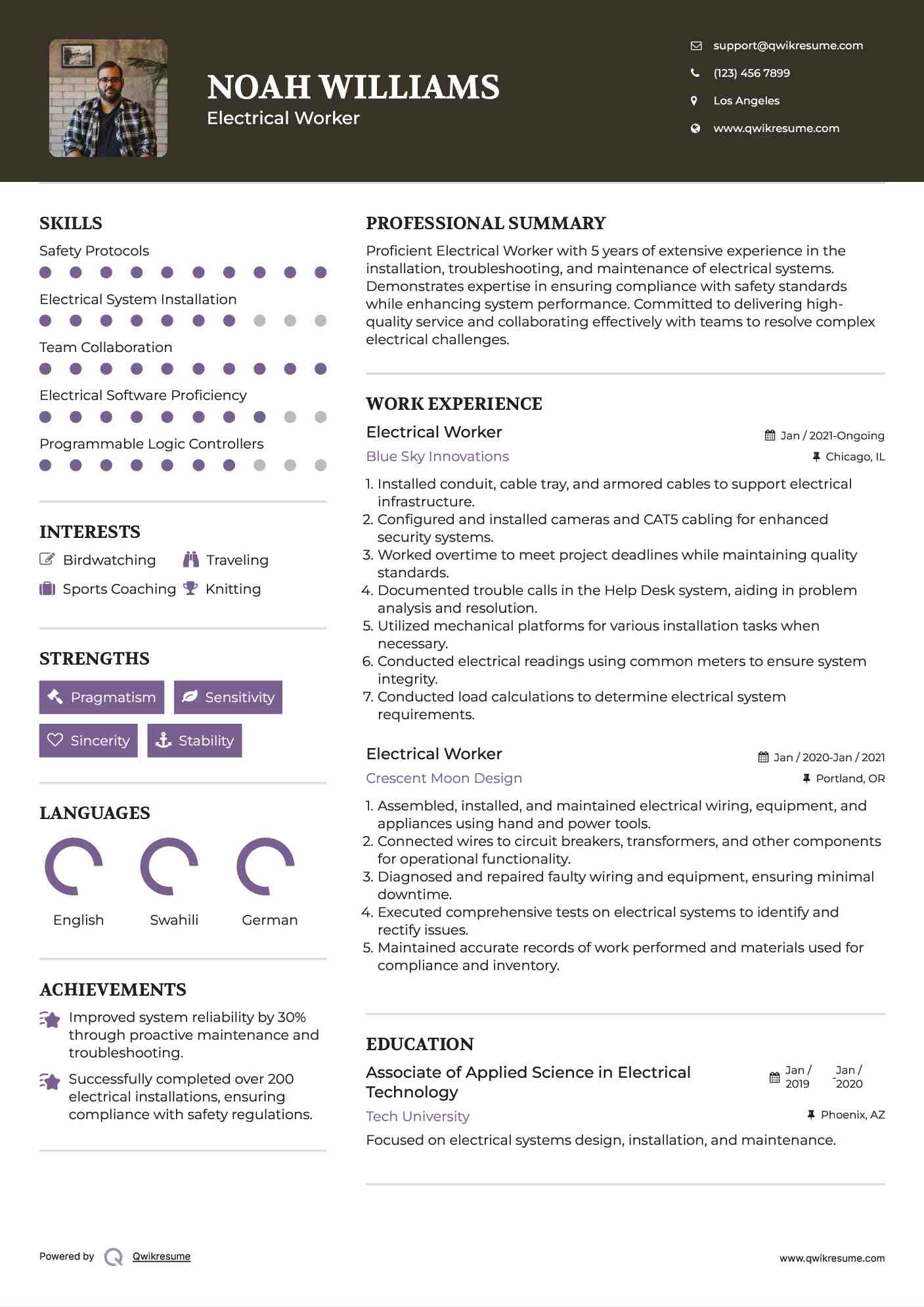 Electrical Worker Resume Format