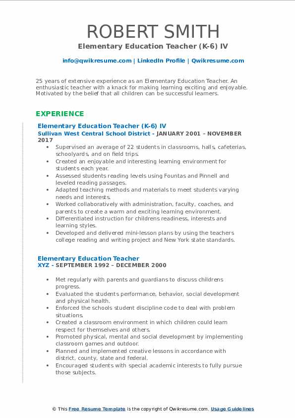 Elementary Education Resume Template Education Resume Template 10