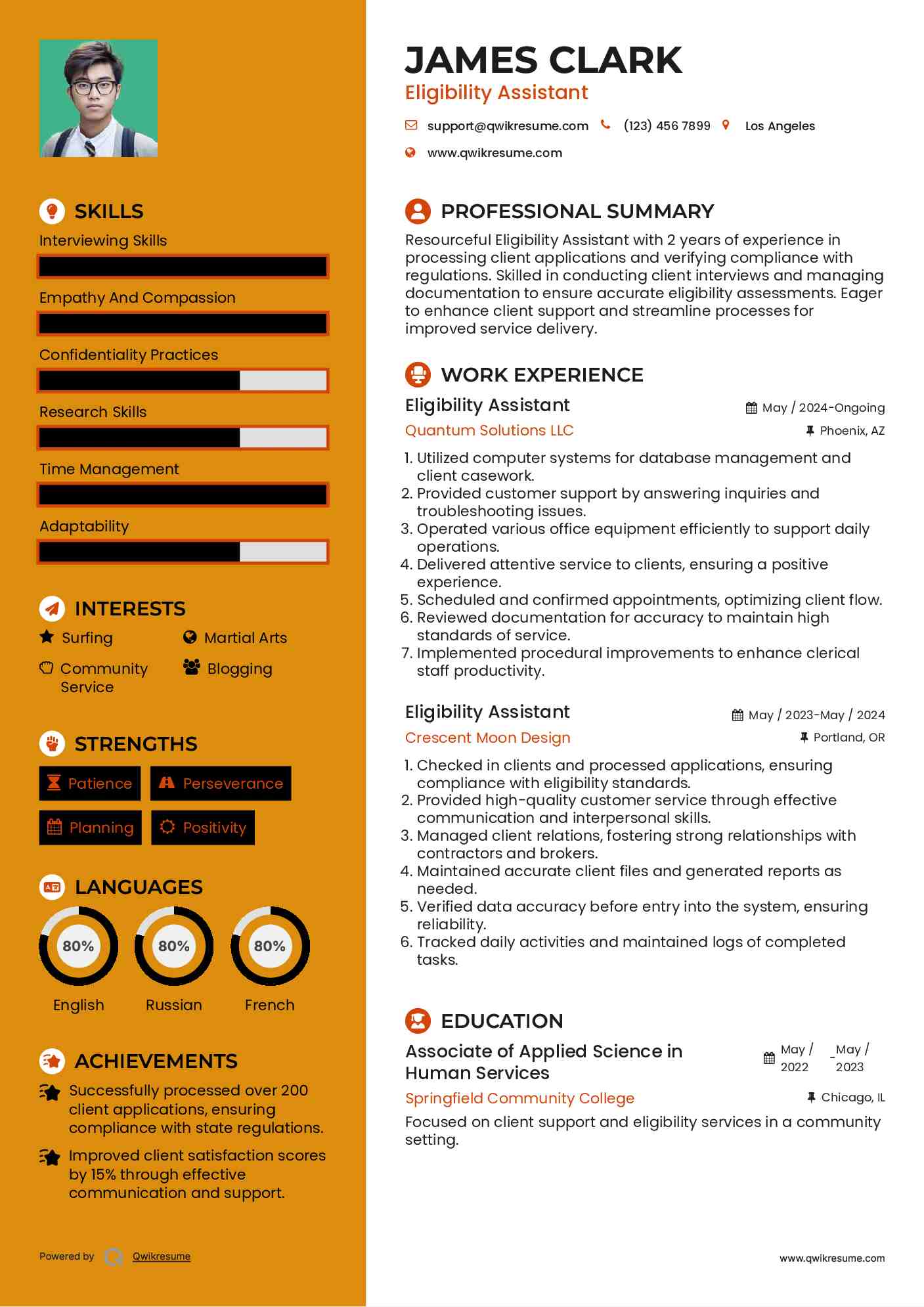 Eligibility Assistant Resume Model