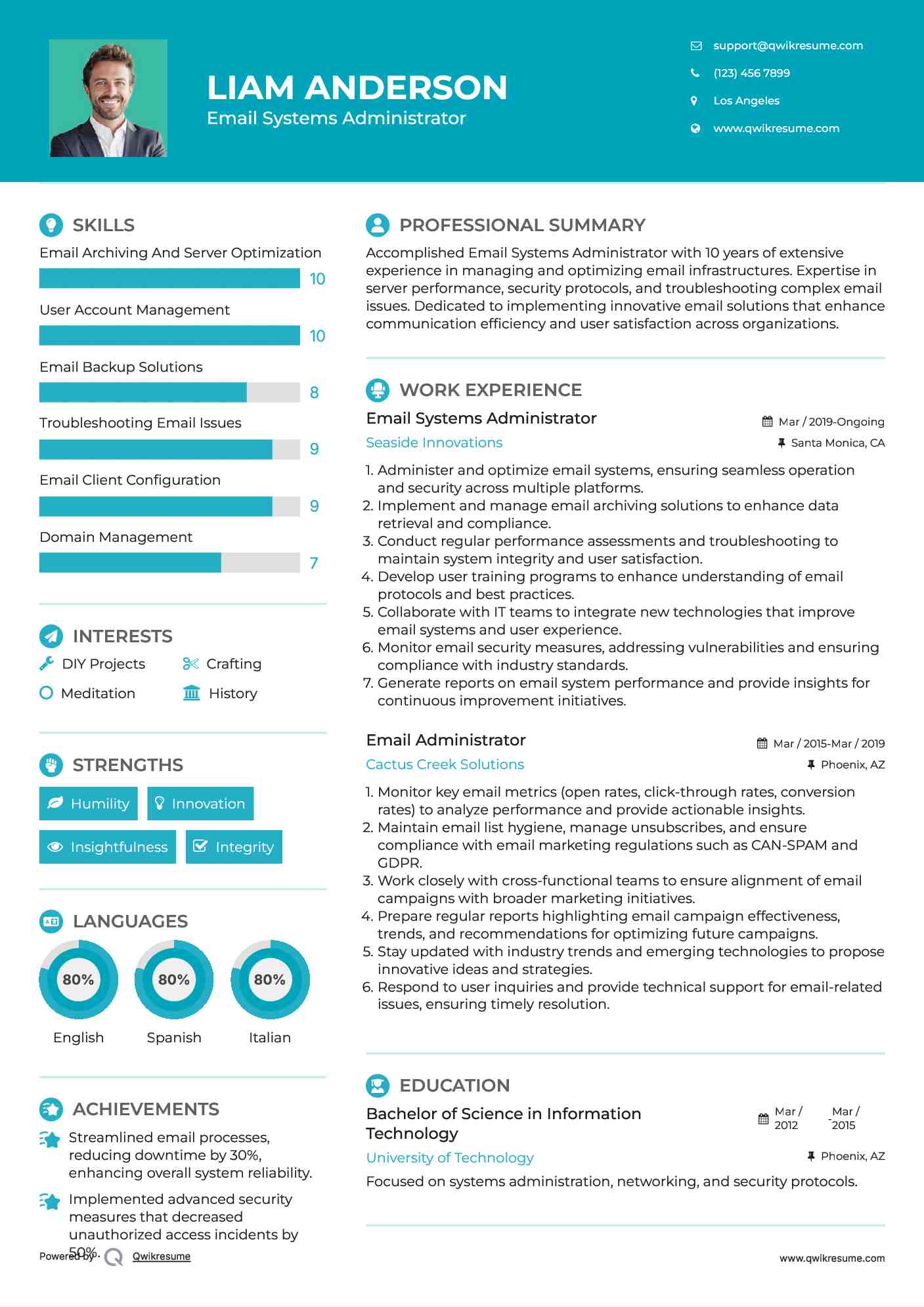 Email Systems Administrator Resume Format