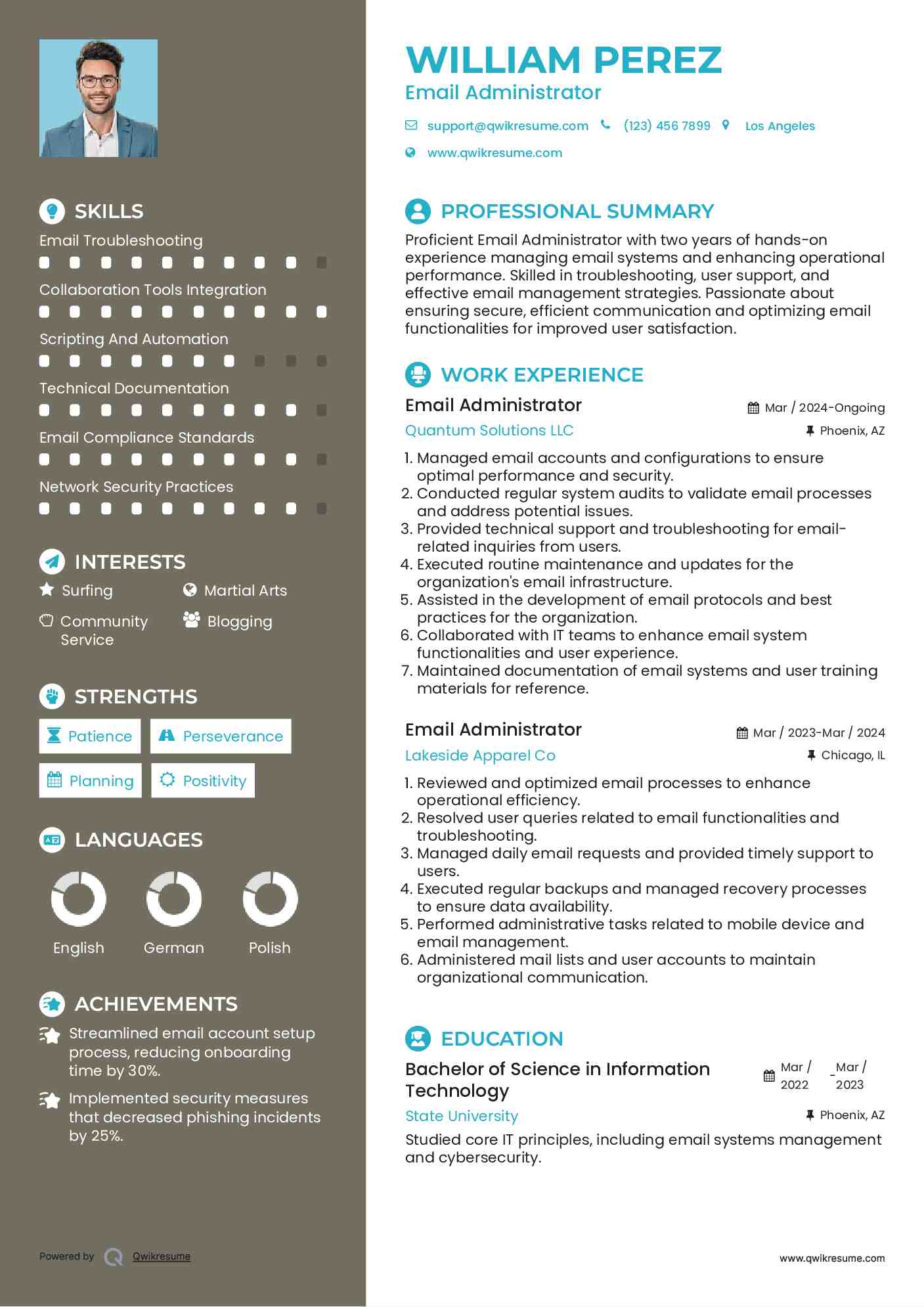 Email Administrator Resume Sample