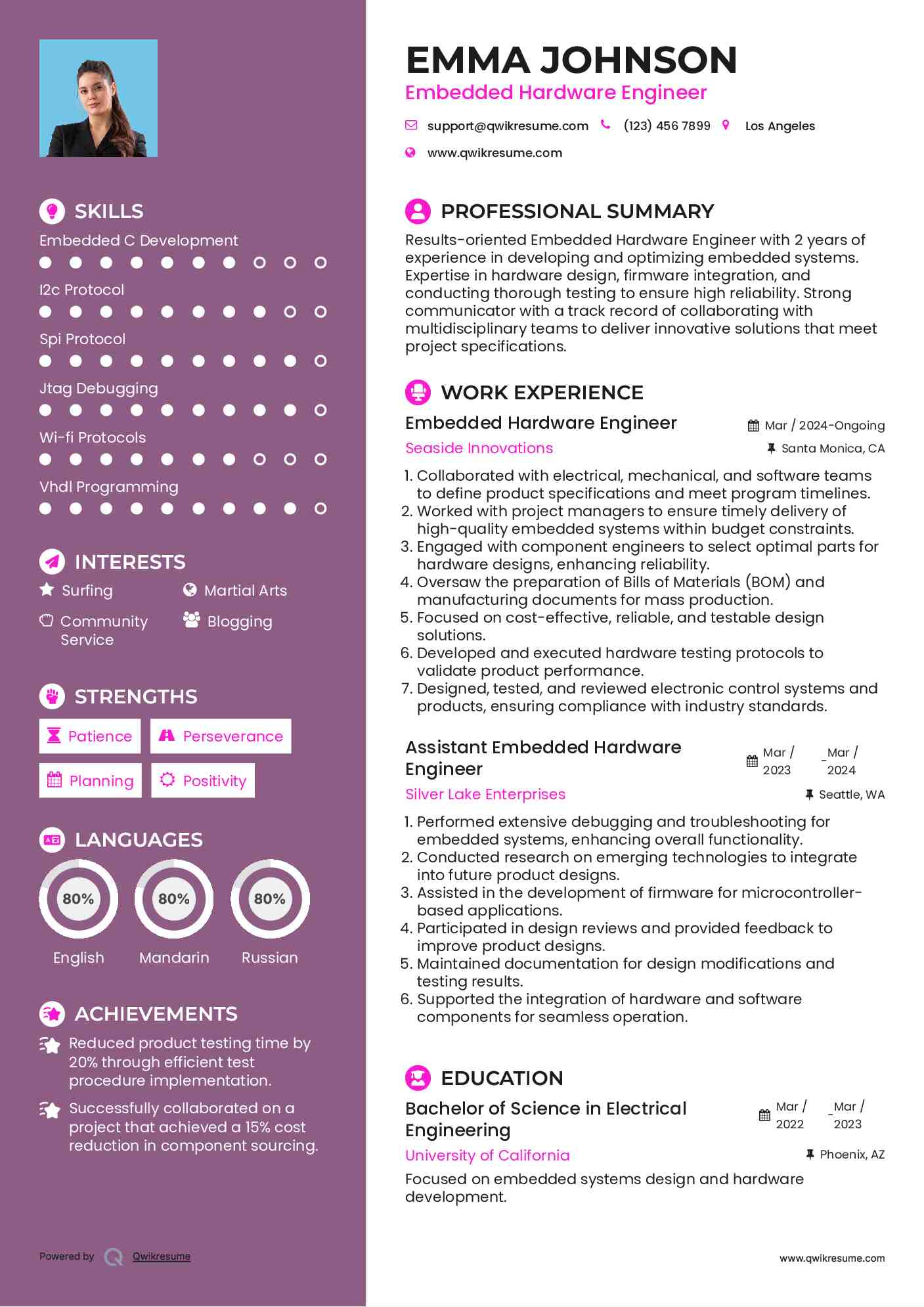 10+ Embedded Hardware Engineer Resume Samples & Templates for 2025