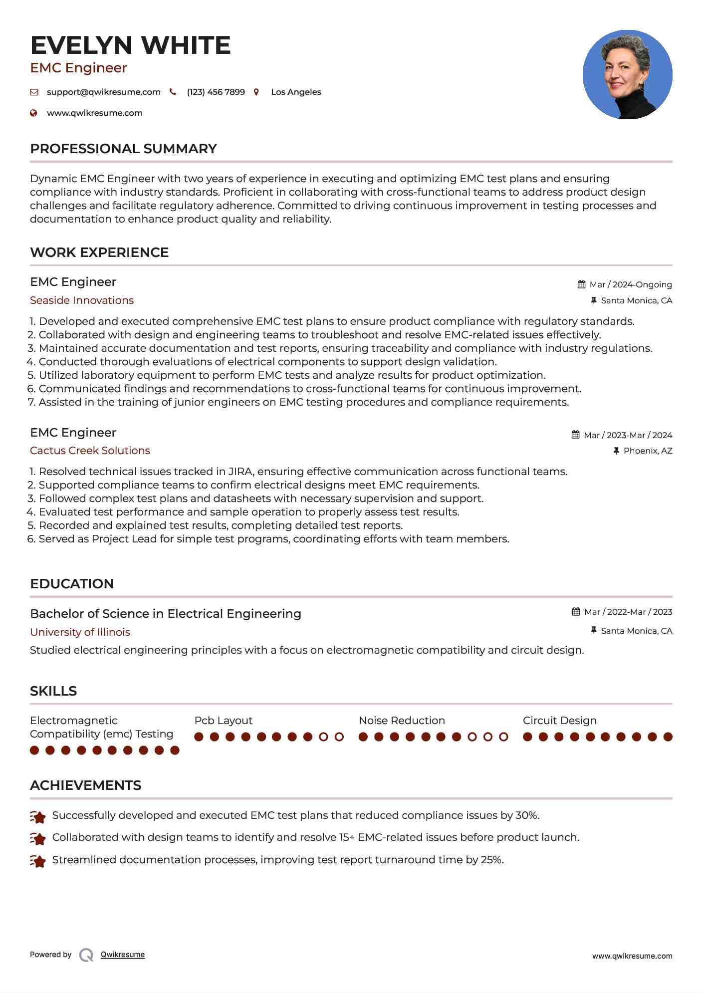 EMC Engineer Resume Sample