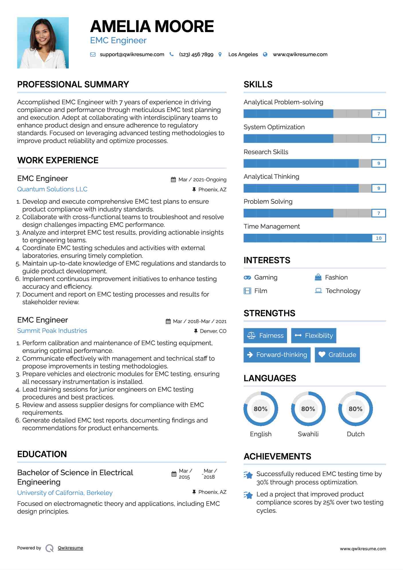 EMC Engineer Resume Model