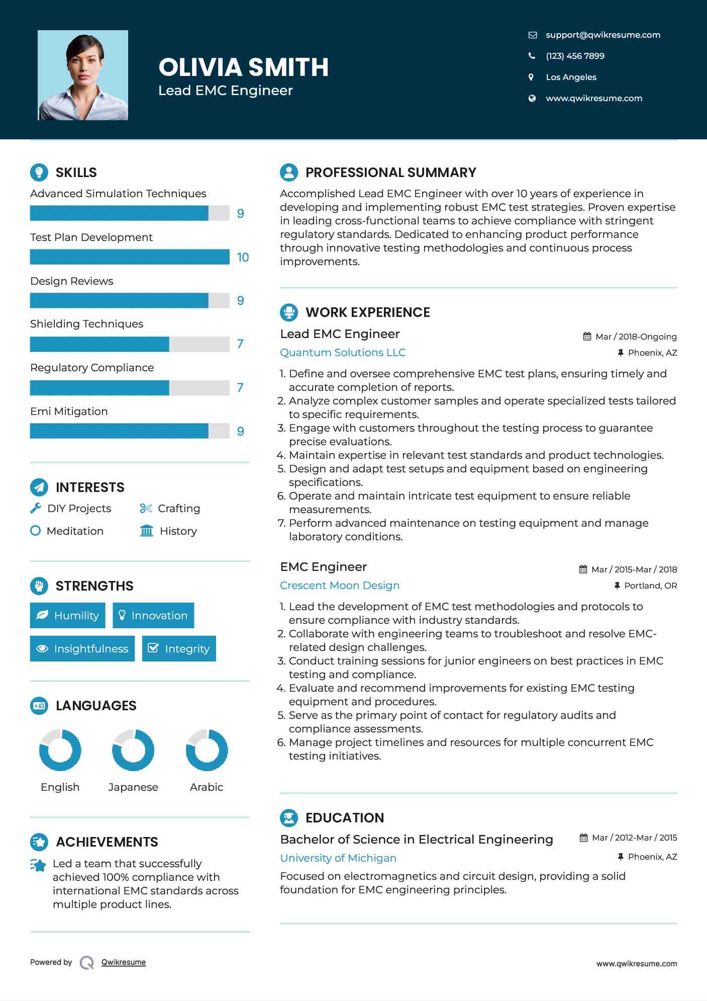 Lead EMC Engineer Resume Format
