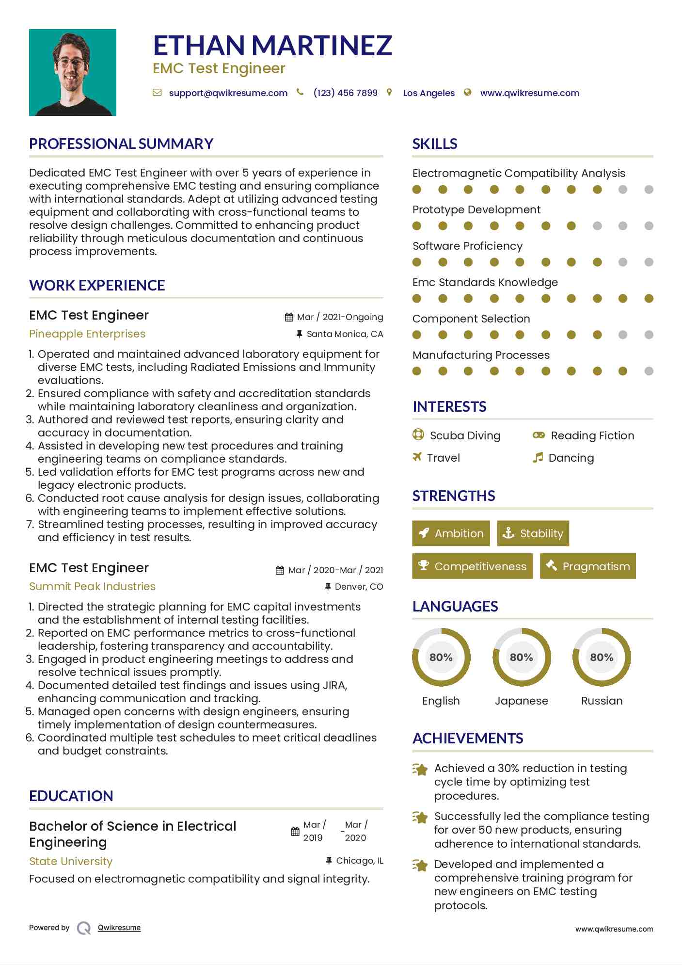 EMC Test Engineer Resume Format