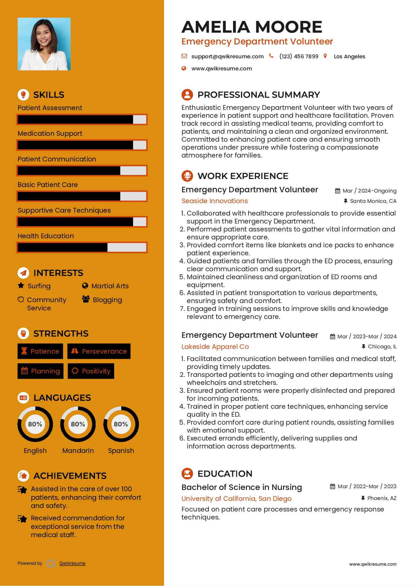 Emergency Department Volunteer Resume Template