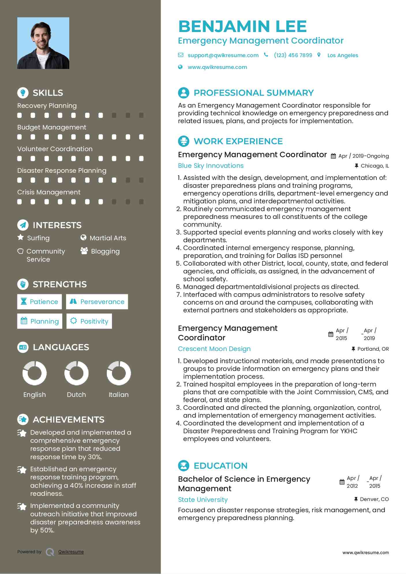 Emergency Management Coordinator Resume Model