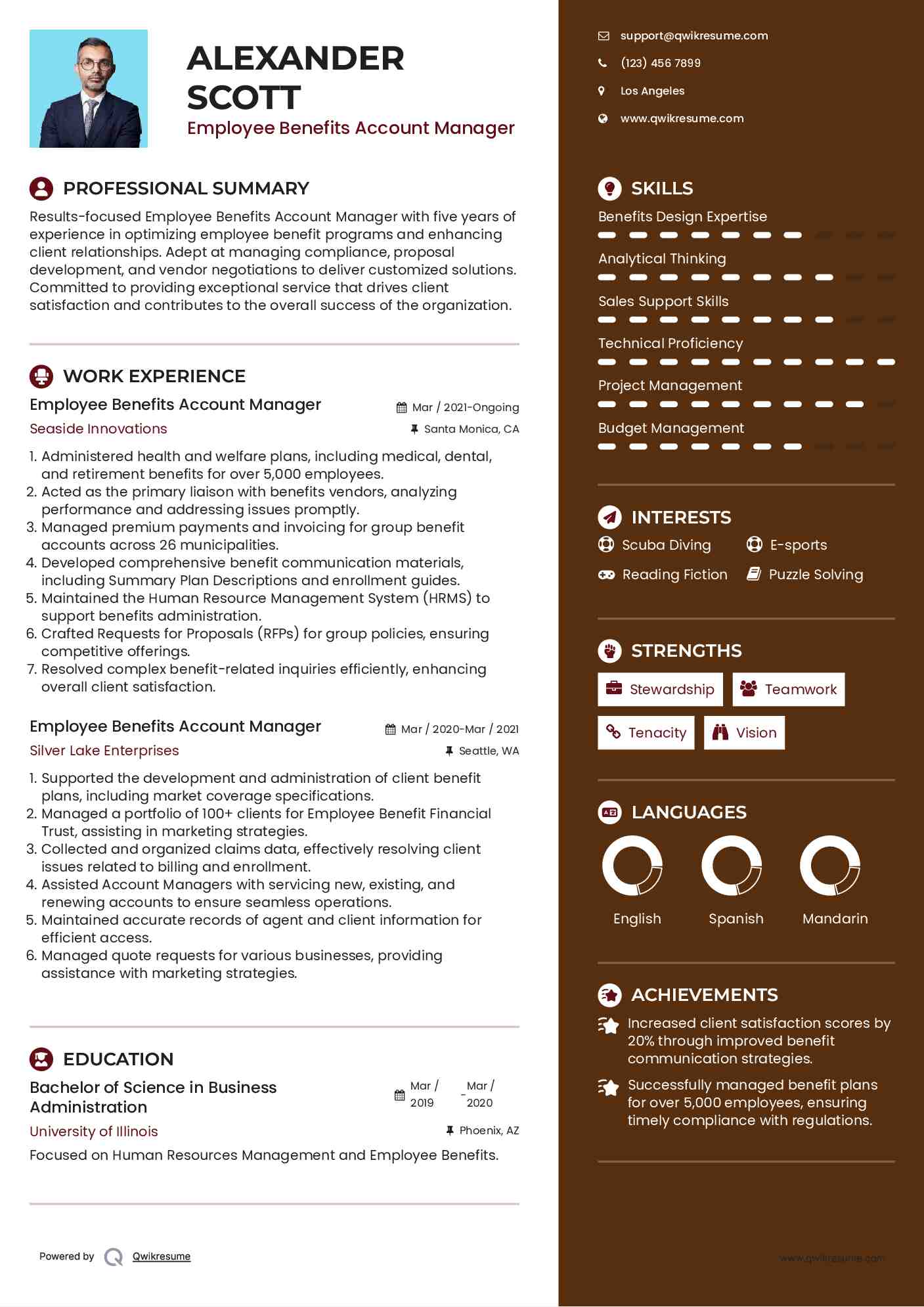 Employee Benefits Account Manager Resume Model