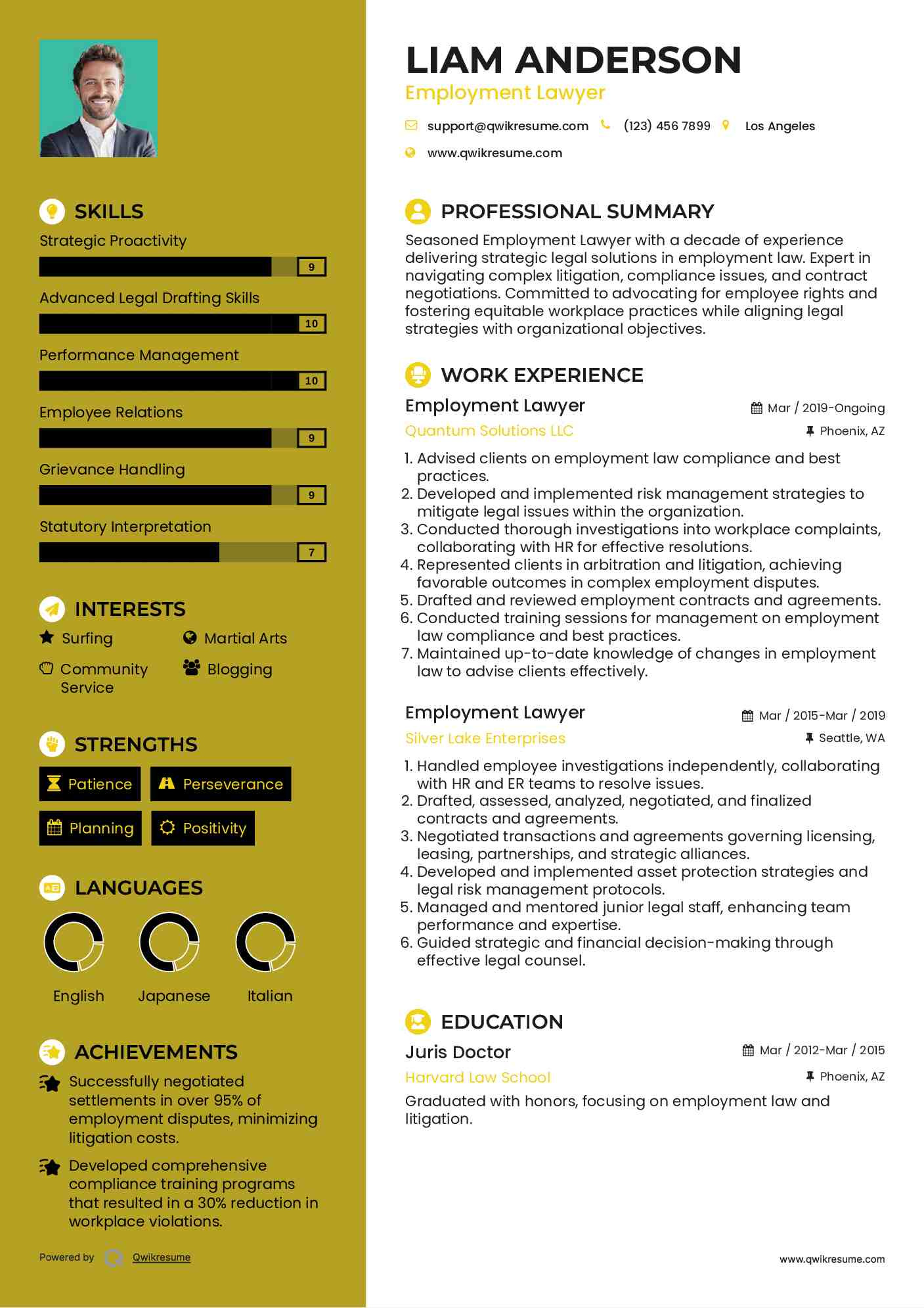 Employment Lawyer Resume Template