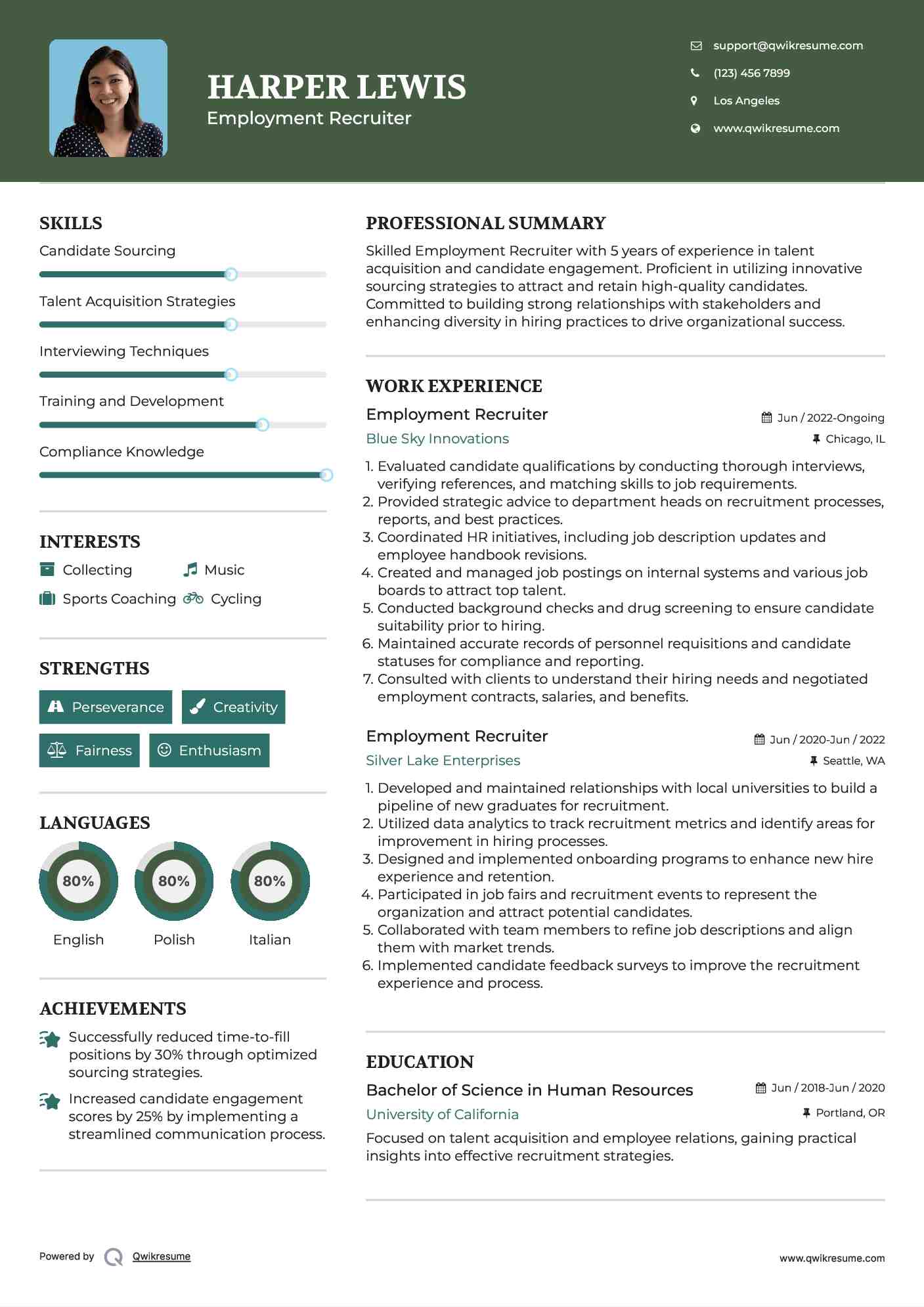 Employment Recruiter Resume Model